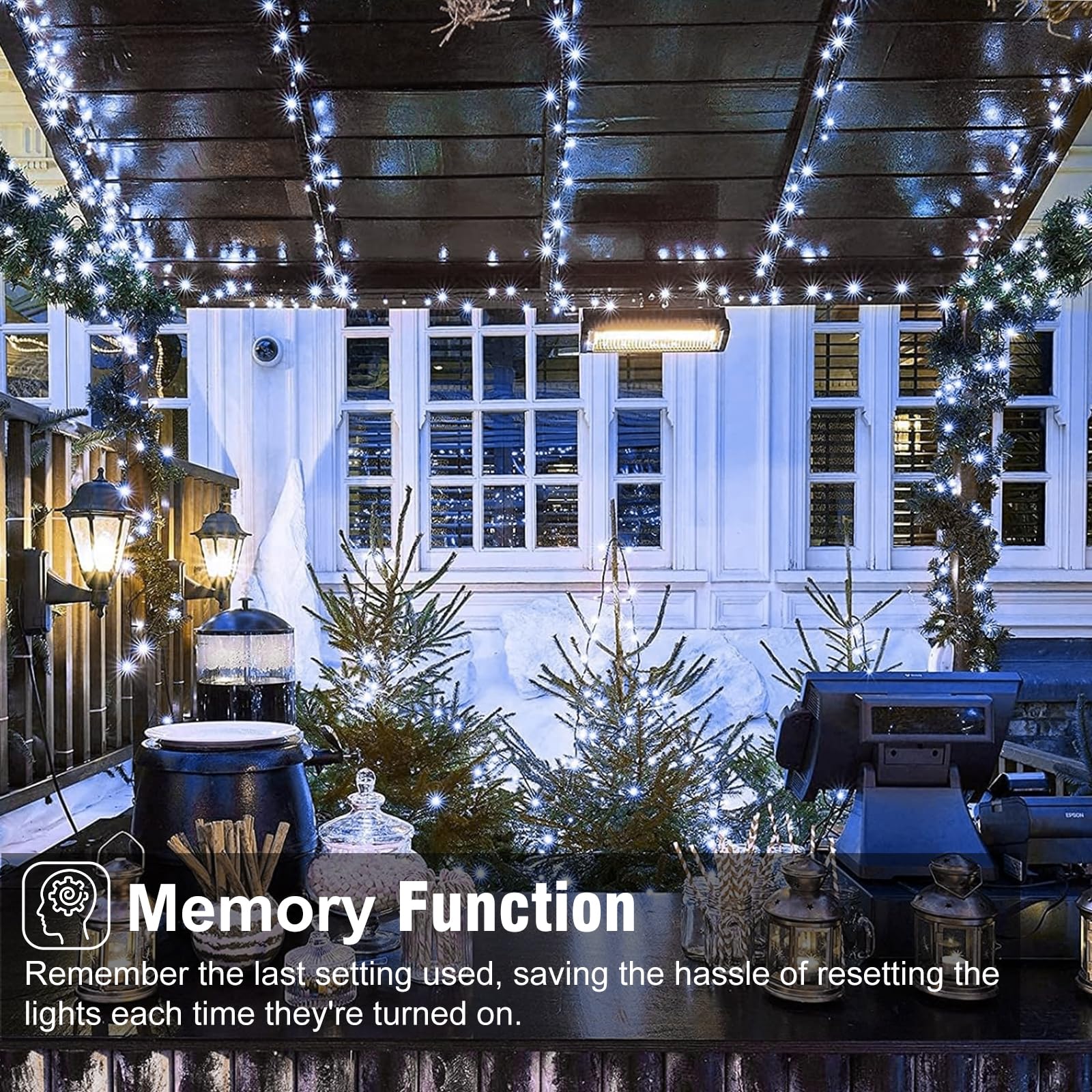 Nielfoi 328Ft 1000 Led Christmas Lights  Plug In White Christmas Tree Lights Outdoor With Timer And 8 Modes  Green Wire Waterproof String Lights For Indoor Yard Patio Xmas Holiday Decorations