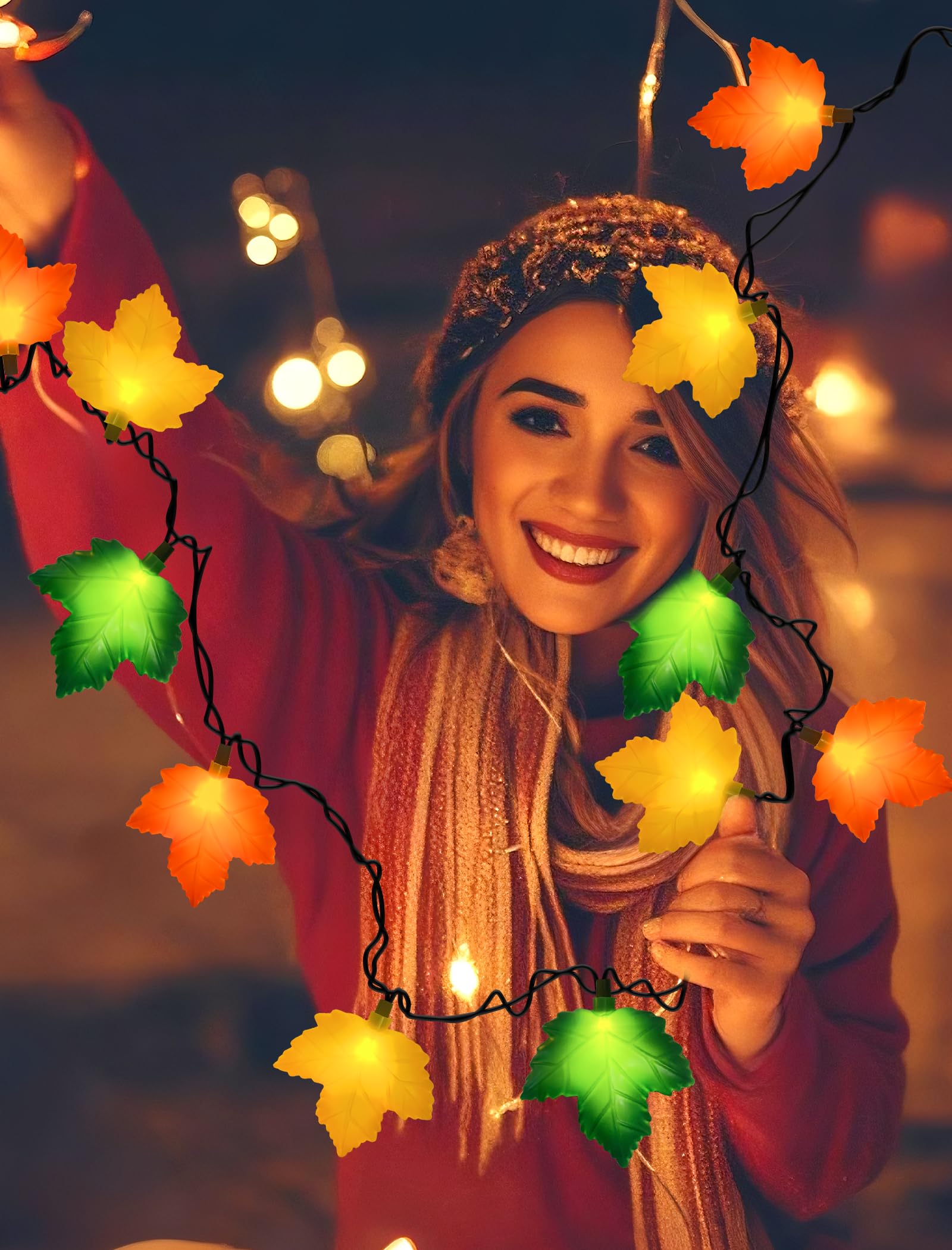 Fall Decorations Thanksgiving For Home  8Ft Halloween Decor Indoor Lights With 10 Led Maple Leaf  Connectable Novely Fairy String Lights Autumn Harvest Table Indoor Outdoor Decor Halloween Party Gifts