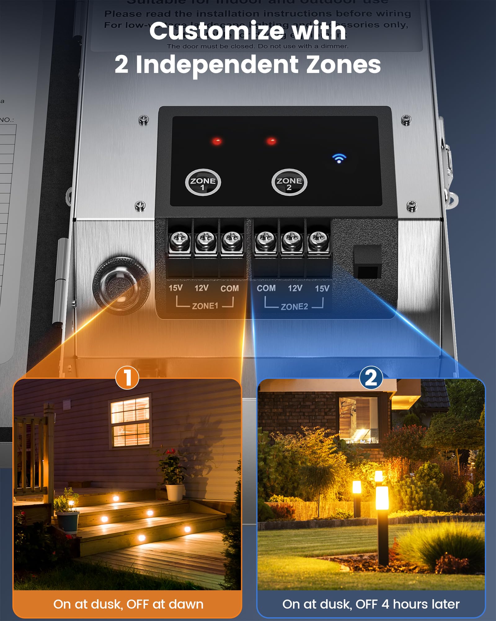 SURAIELEC 300W Wi-Fi Low Voltage Landscape Transformer, 2 Zones, Astronomical Timer, ETL Listed, Model ULTW30H