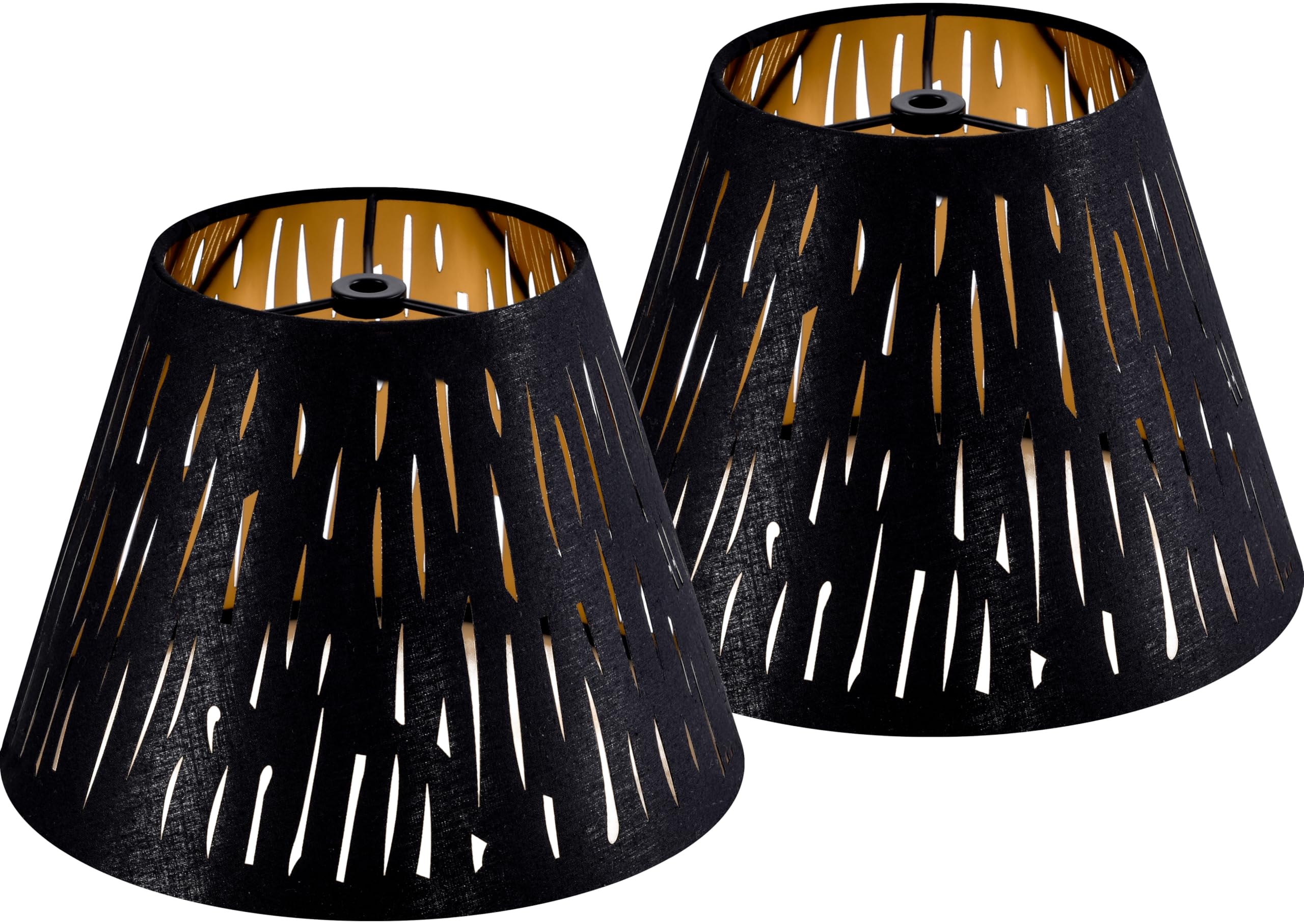 GO&SO Set of 2 Small Black Drum Lamp Shades, 5'' Top x 9'' Bottom x 6.4'' High (Spider), Laser Etching Fabric Lamp Shades for Ta