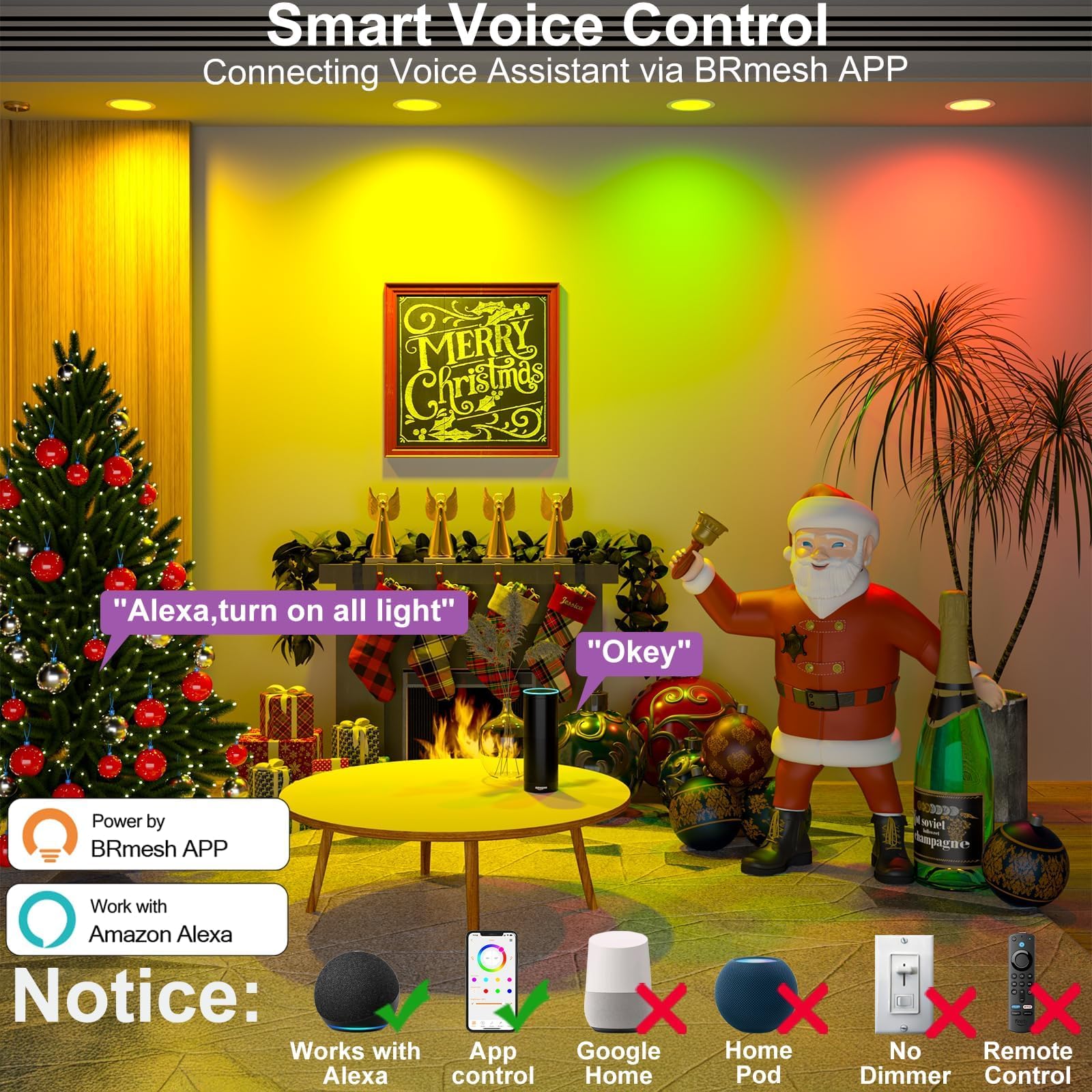 Siksog Black Smart Recessed Lighting 4 Inch Rgbcw Color Changing 12W Led Downlight With Junction Box 1000 Lumen Recessed Ceiling Light Compatible With Alexa Dimmable By Bluetooth Control -1Pack