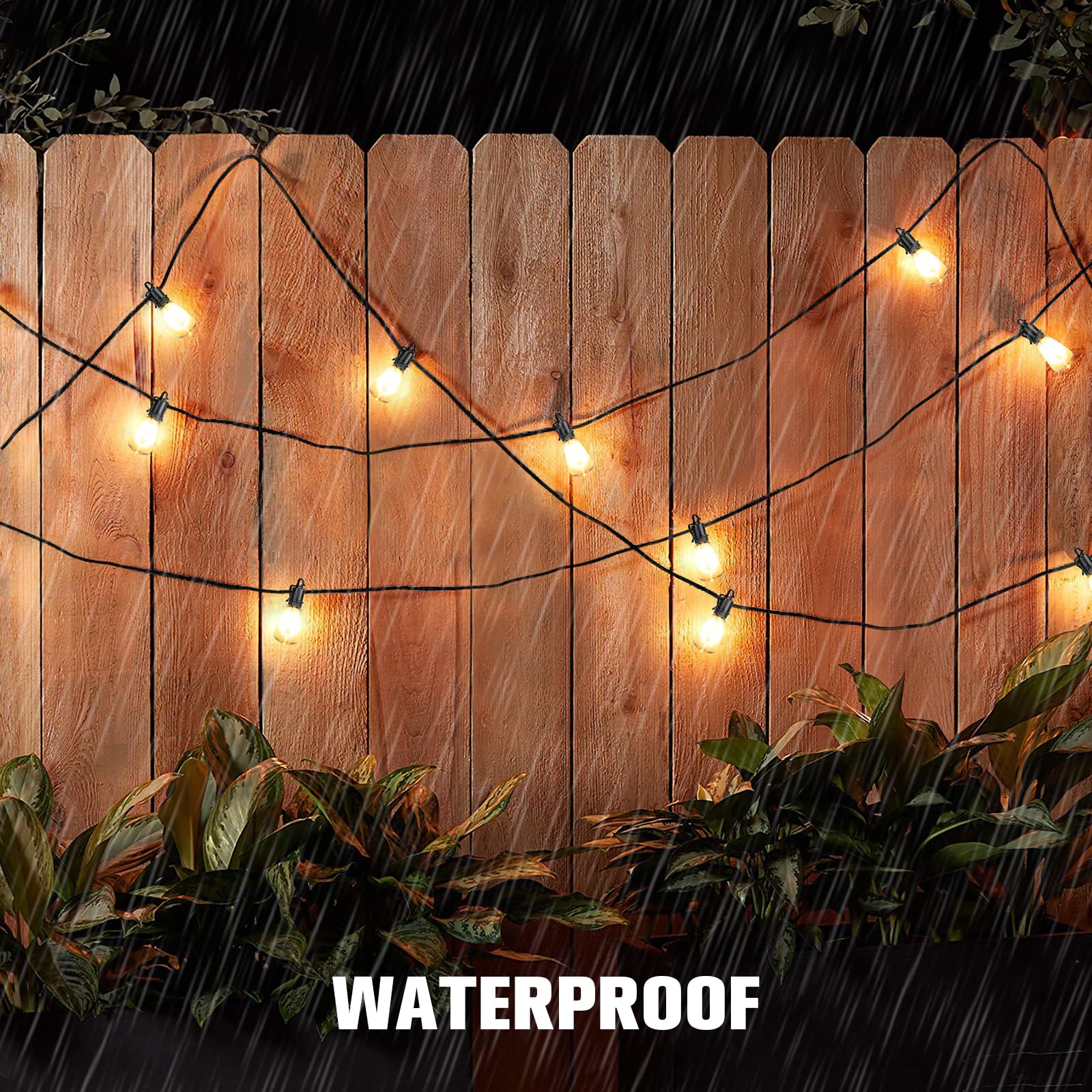 OOLED Solar String Lights 100FT Warm White, 32 Shatterproof Vintage Edison Bulbs, Waterproof with Remote, Model RD-SSL5W-002