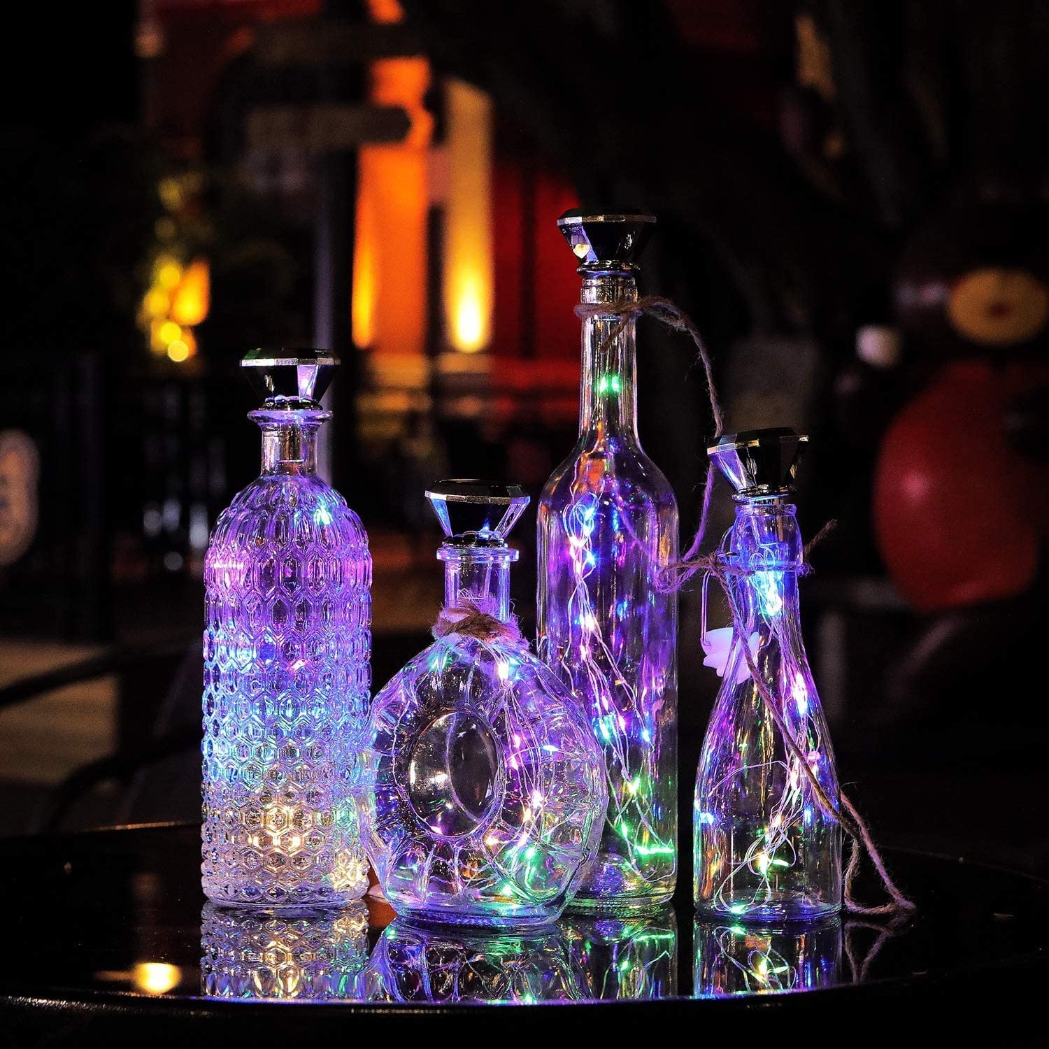 YJFWAL Solar Wine Bottle Lights, 12 Pack, Waterproof Copper, 20 LEDs, MultiColor, Model 24-12P-DSWB-MC