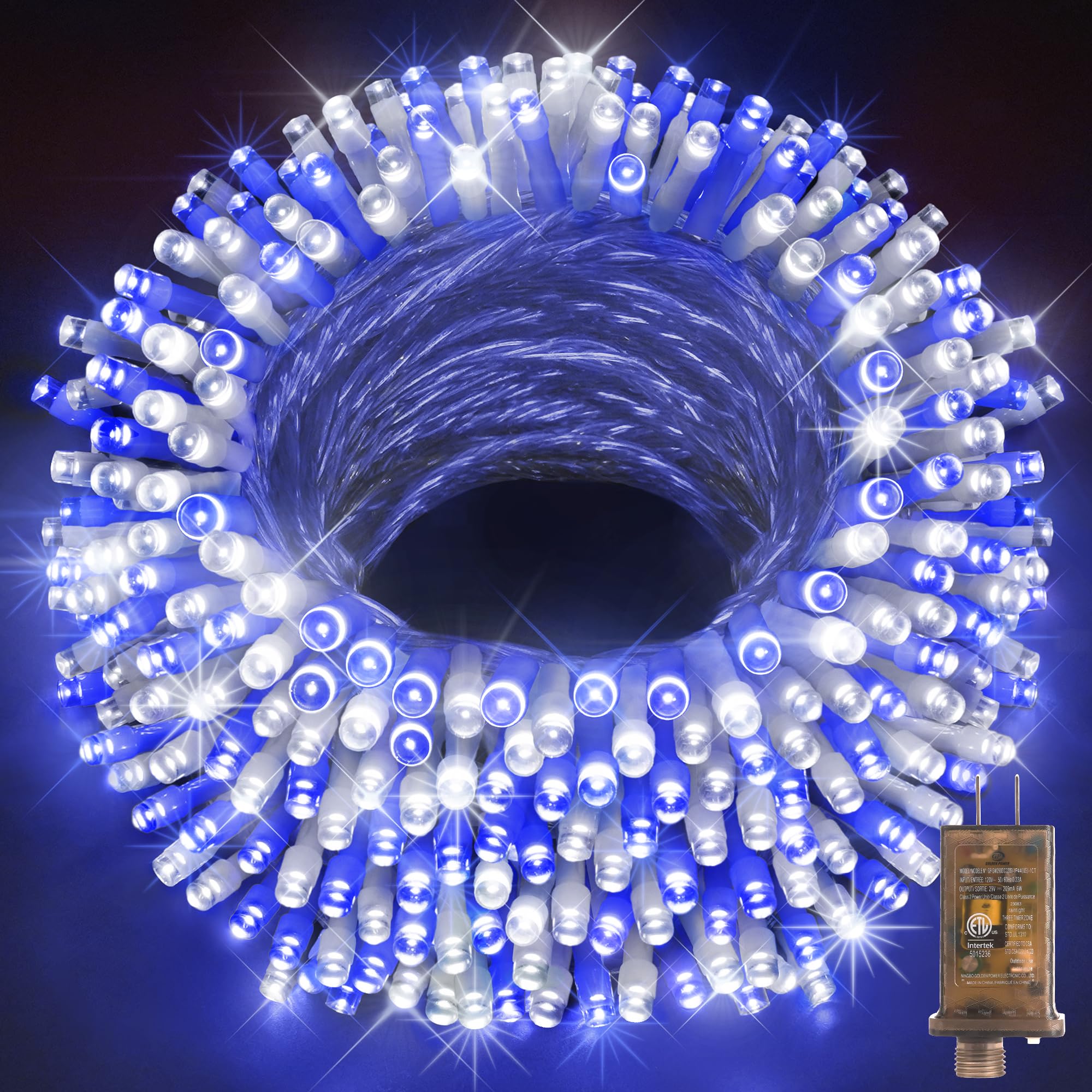 KNONEW 1000 LED Christmas Lights Outdoor String Light, 403FT, Waterproof, 8 Modes, Blue and White