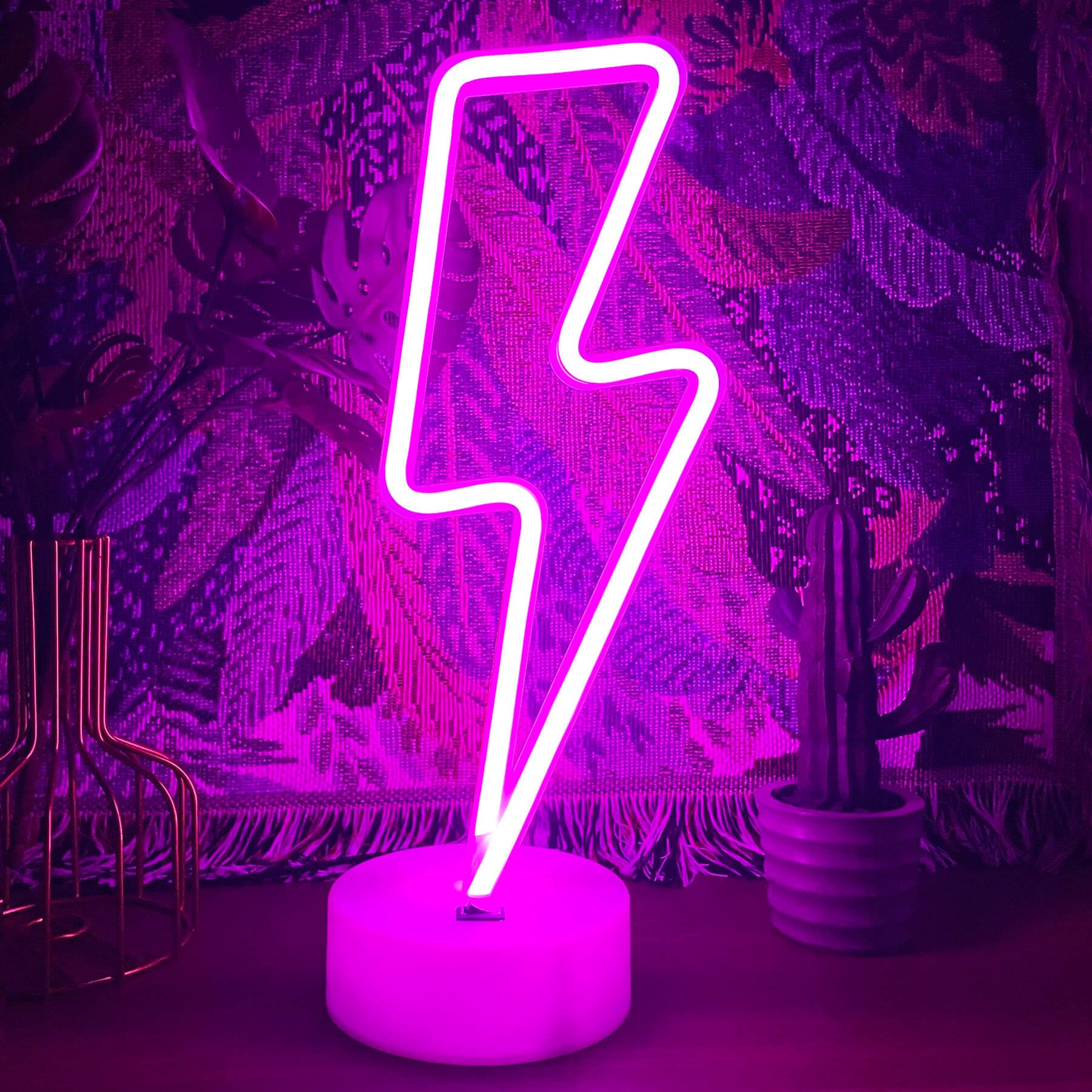 VIFULIN Lightning Bolt Neon Sign - USB/Battery Night Light Decor, Purple, Model QDJZNHD.Z003PP