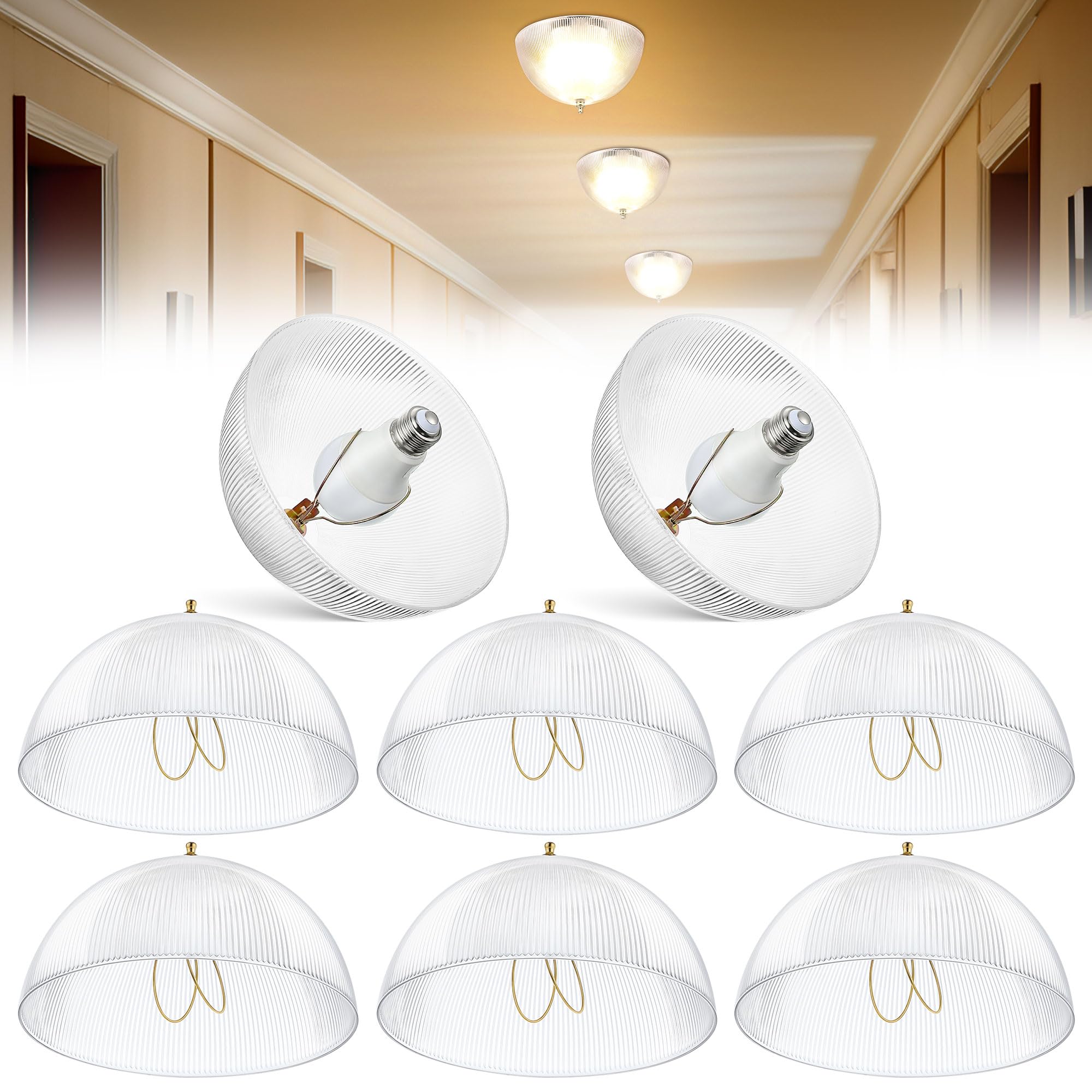 Dunkive 8 Pack Clip On Lamp Shade, 8 DIA x 4 1/4 Height Light Cover for A Type Bulb, Lamp Cover for Deco Exposed Bare Bulb Fixtu