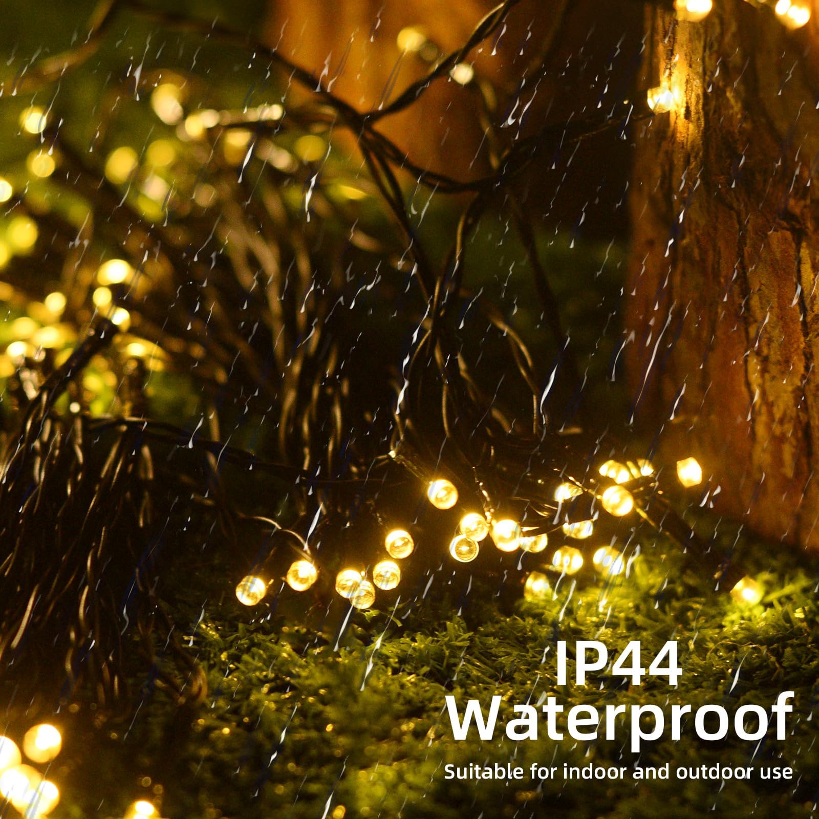 Lycklig 2 Pack Solar String Lights, 240 LEDs, 110FT, Waterproof, 8 Modes, Warm White