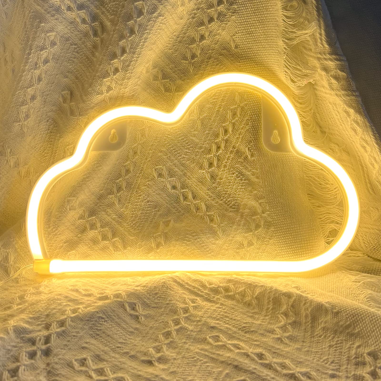 BerniceKelly LED Cloud Neon Sign Light for Wall Decor, Warm Yellow, Battery/USB Powered, Ideal for Bedroom, Christmas, Birthday, Wedding Party