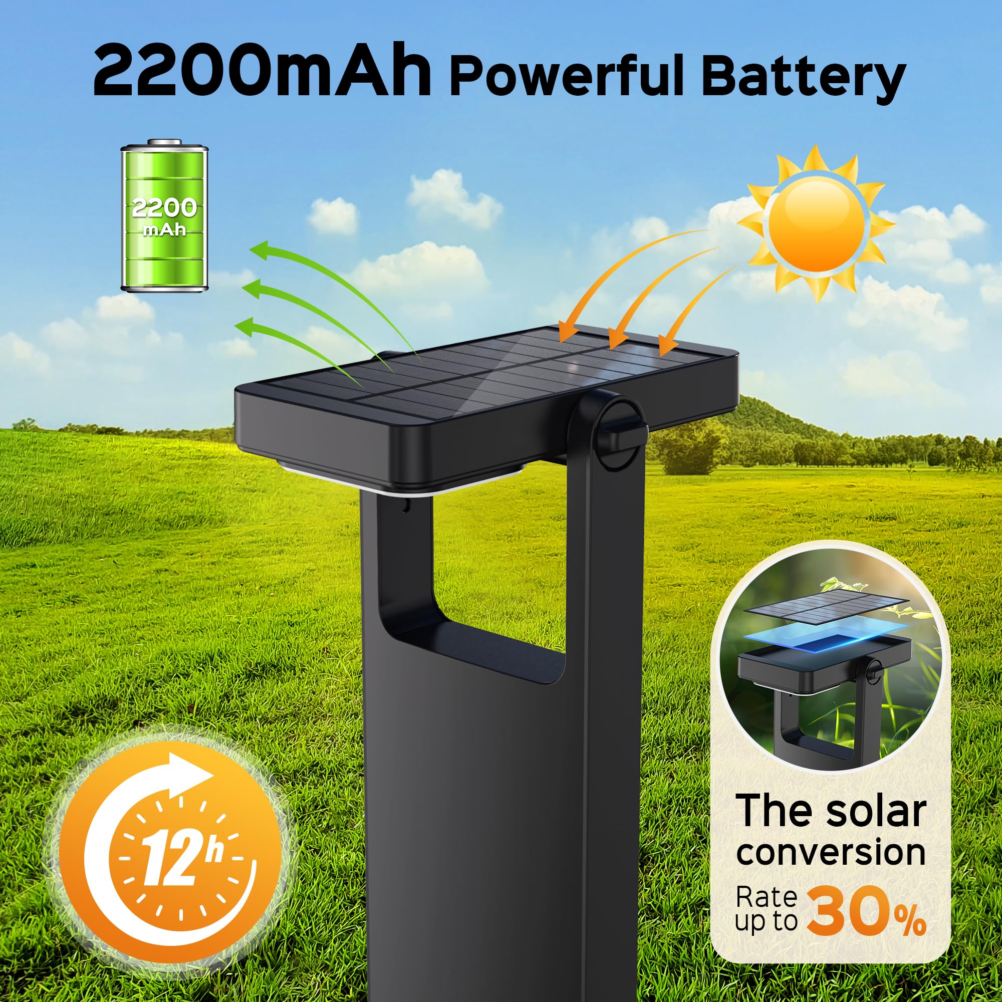 Coxseni Solar Pathway Lights Outdoor 4 Pack, 360 Adjustable Panel, Multicolor 200Lm Solar Powered Path Lights, 12H Lasting, Ip65