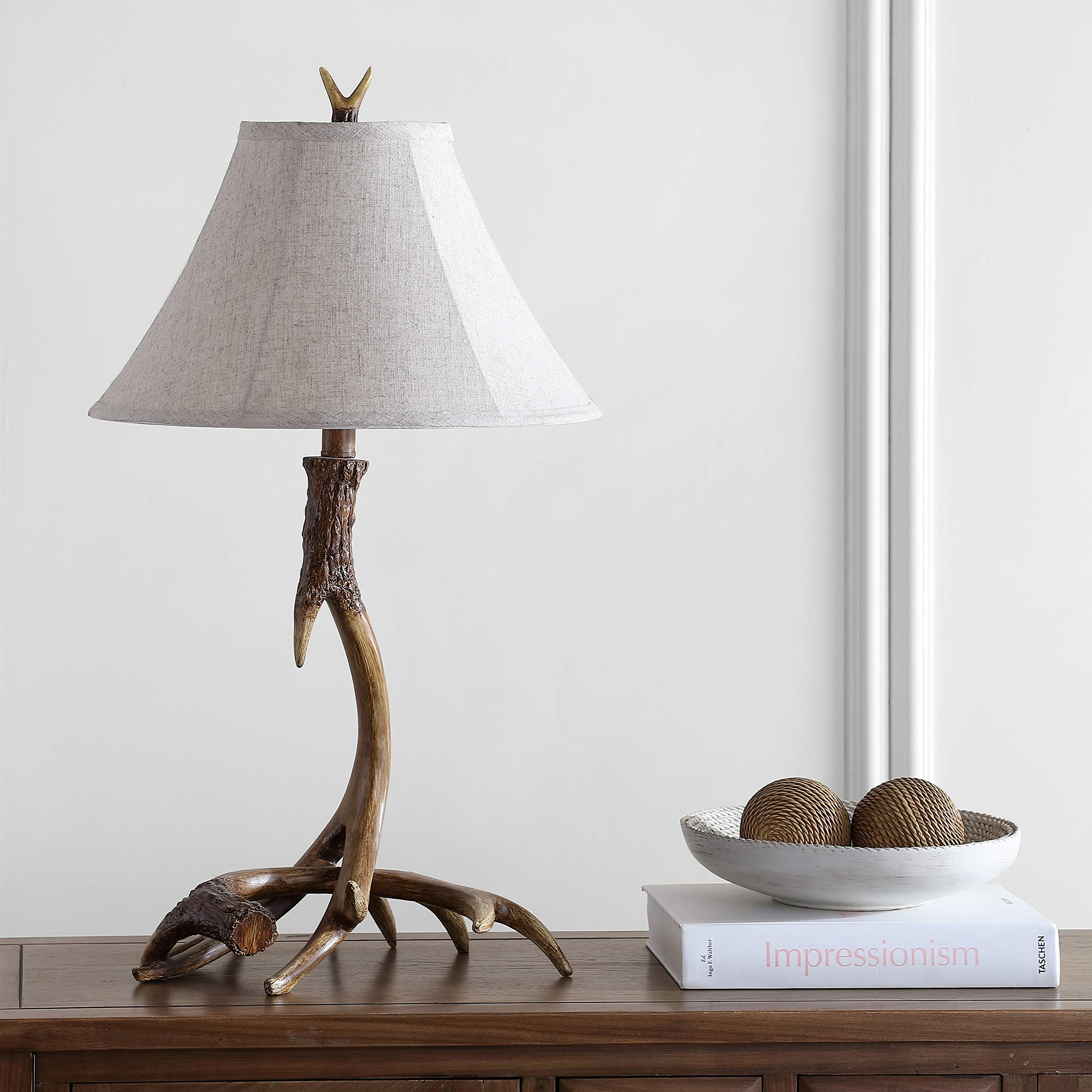 JONATHAN Y Rustic Resin LED Table Lamp 27.5in Brown JYL6305A for Bedroom Living Room Office