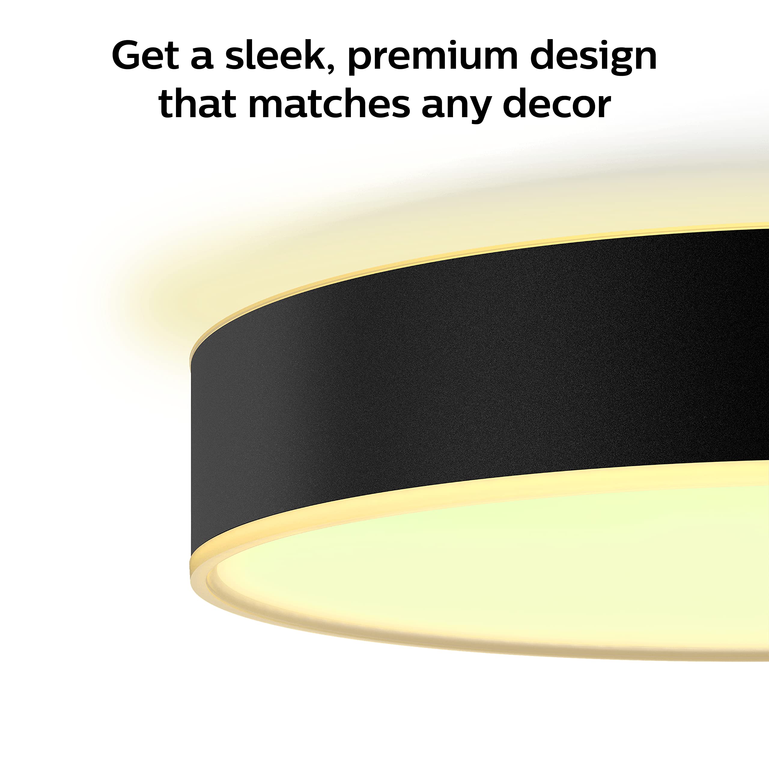 Philips Hue Enrave Large Ceiling Lamp - Black - Warm-to-Cool White LED - 16.7 x 3.31 Inches - Model 580837 - Smart Home Compatible