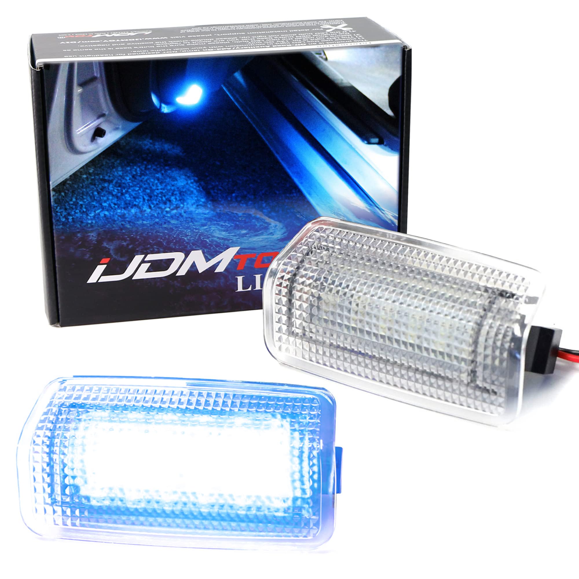iJDMTOY LED Side Door Courtesy Light Assy for Lexus & Toyota, Ultra Blue LED, Clear Lens, Interior Footwell Accent Light