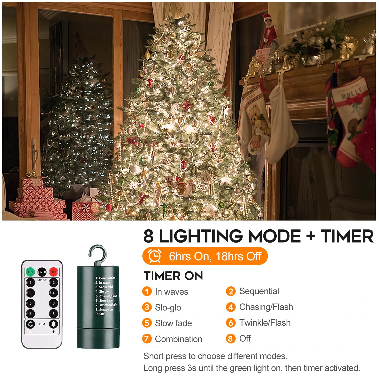 Battery Christmas Lights With Remote, 66Ft 200Led Fairy Lights Battery Operated With Timer 8 Modes Waterproof For Outdoor Home Garden Party Holiday Xmas Christmas Trees Decoration (Cool White)
