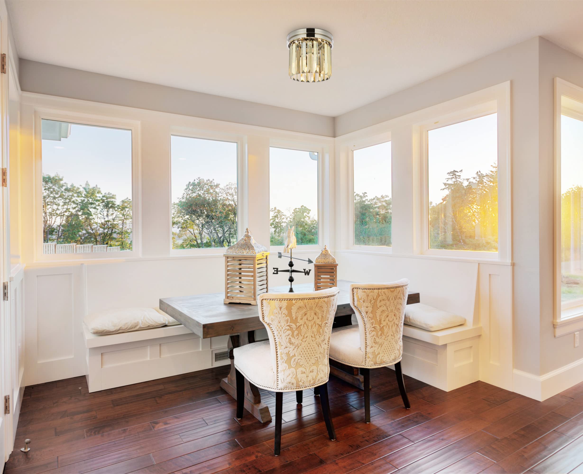 Elegant Lighting Sydney 3-Light Flush Mount, Black Metal, Royal Cut Design