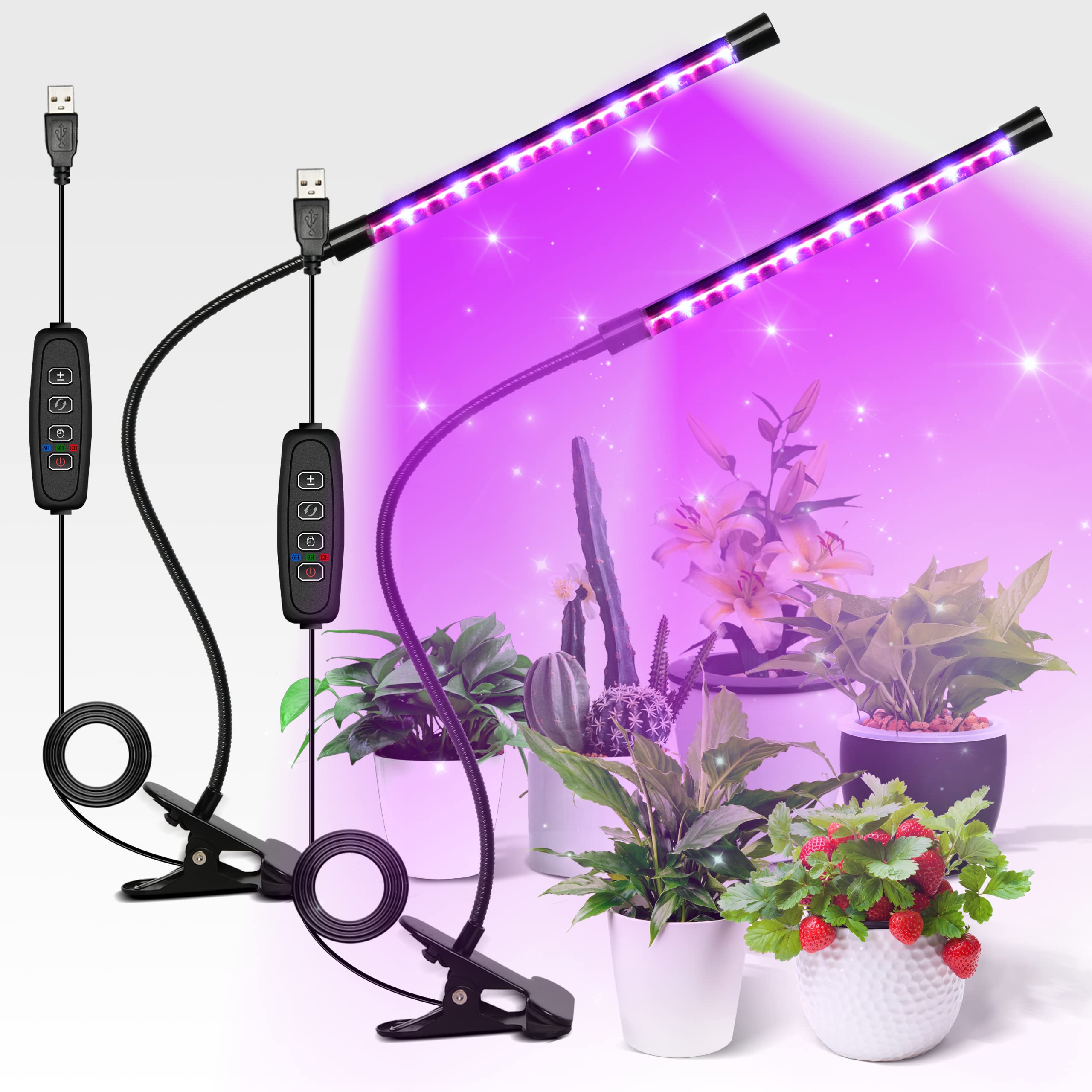 iPower 21 LED Grow Light, Full Spectrum, 3 Light Modes, 10 Dimmable Levels, 1 Tube, Red & Blue
