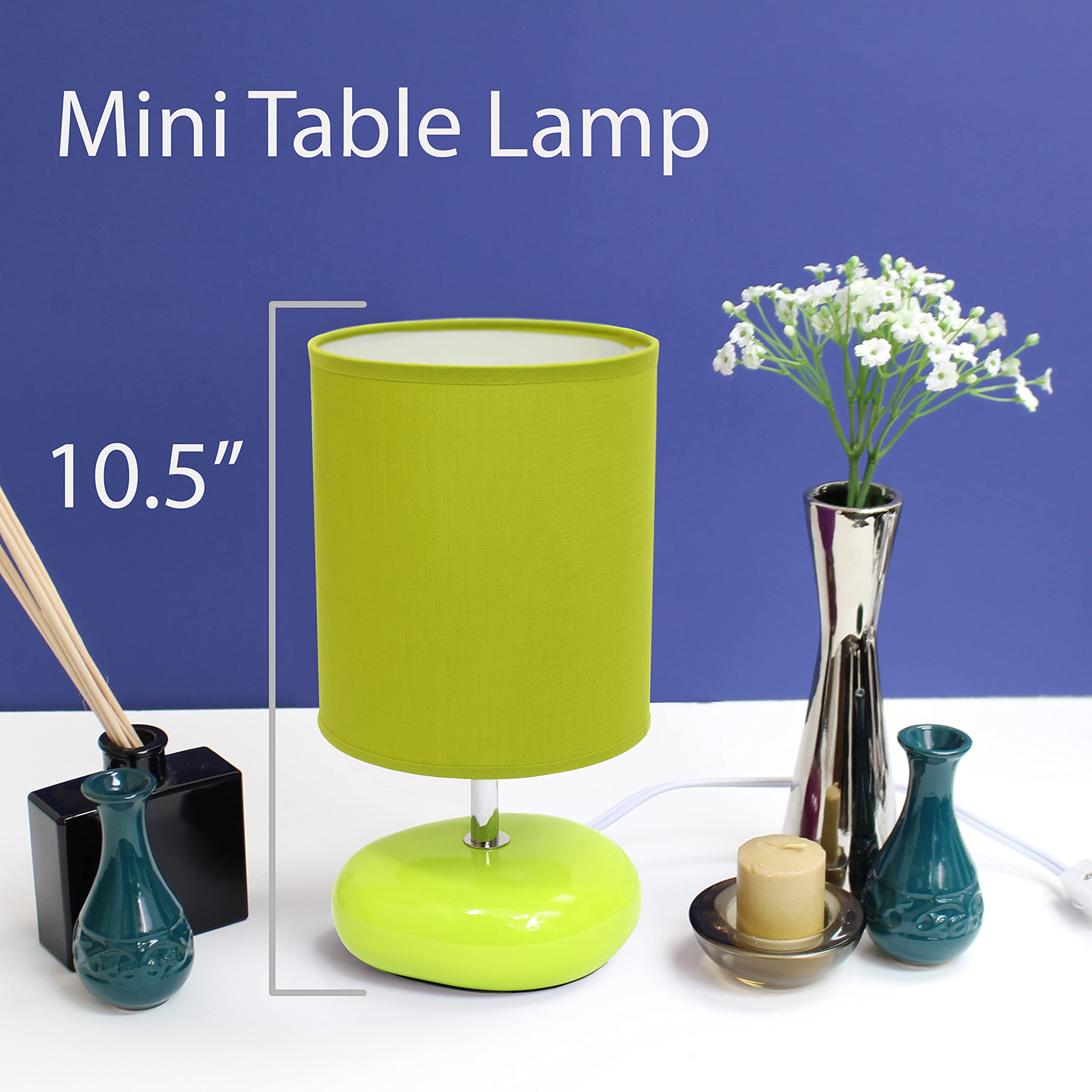 Simple Designs Lt2005-Grn Stonies Small Stone Look Table Desk Bedside Lamp, Green 5.51 X 5.51 X 10.24