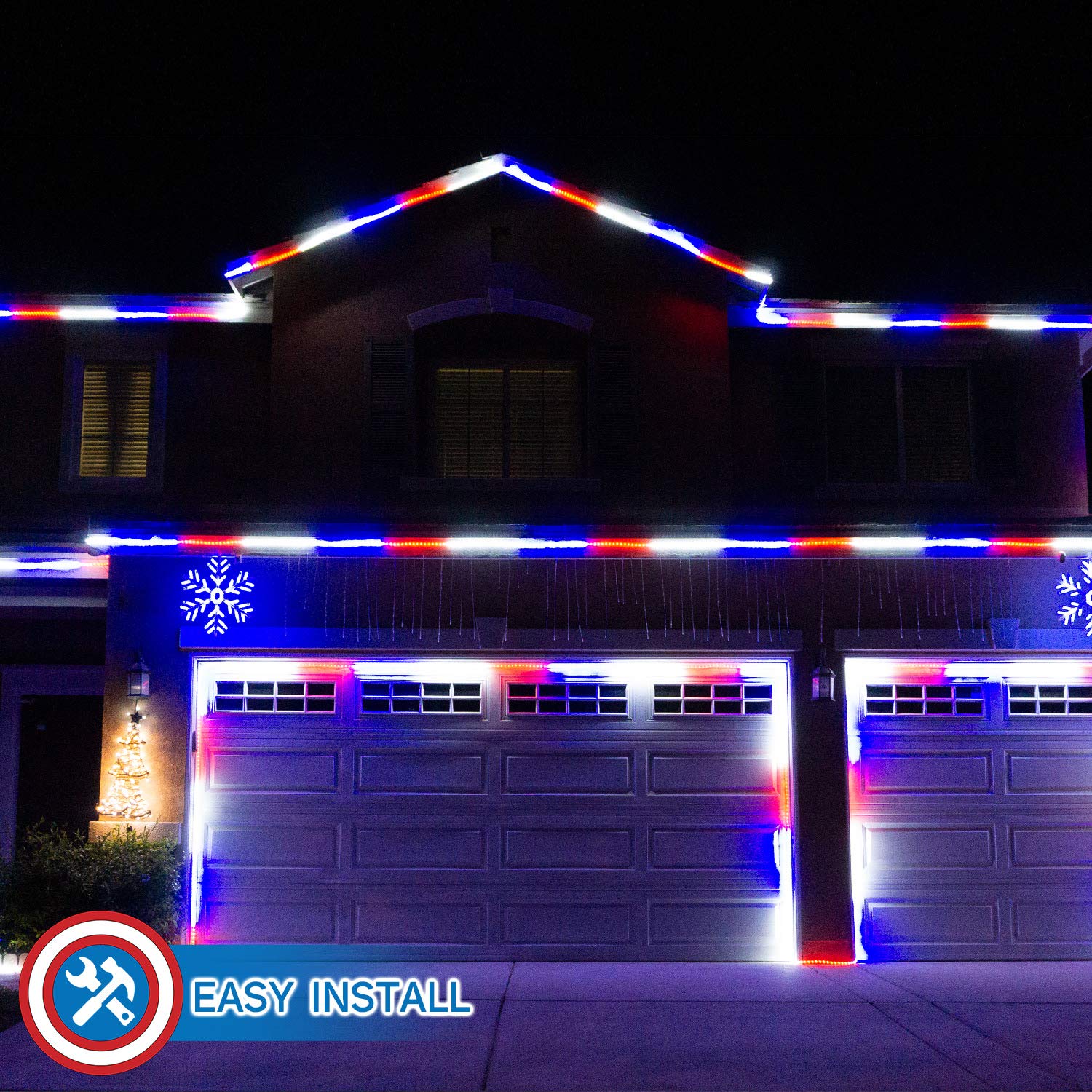 Russell Decor Patriotic Rope Lights Red White Blue For Independence Day 4Th Of July Memorial Day Veterans Day And Christmas Decoration (100 Feet)