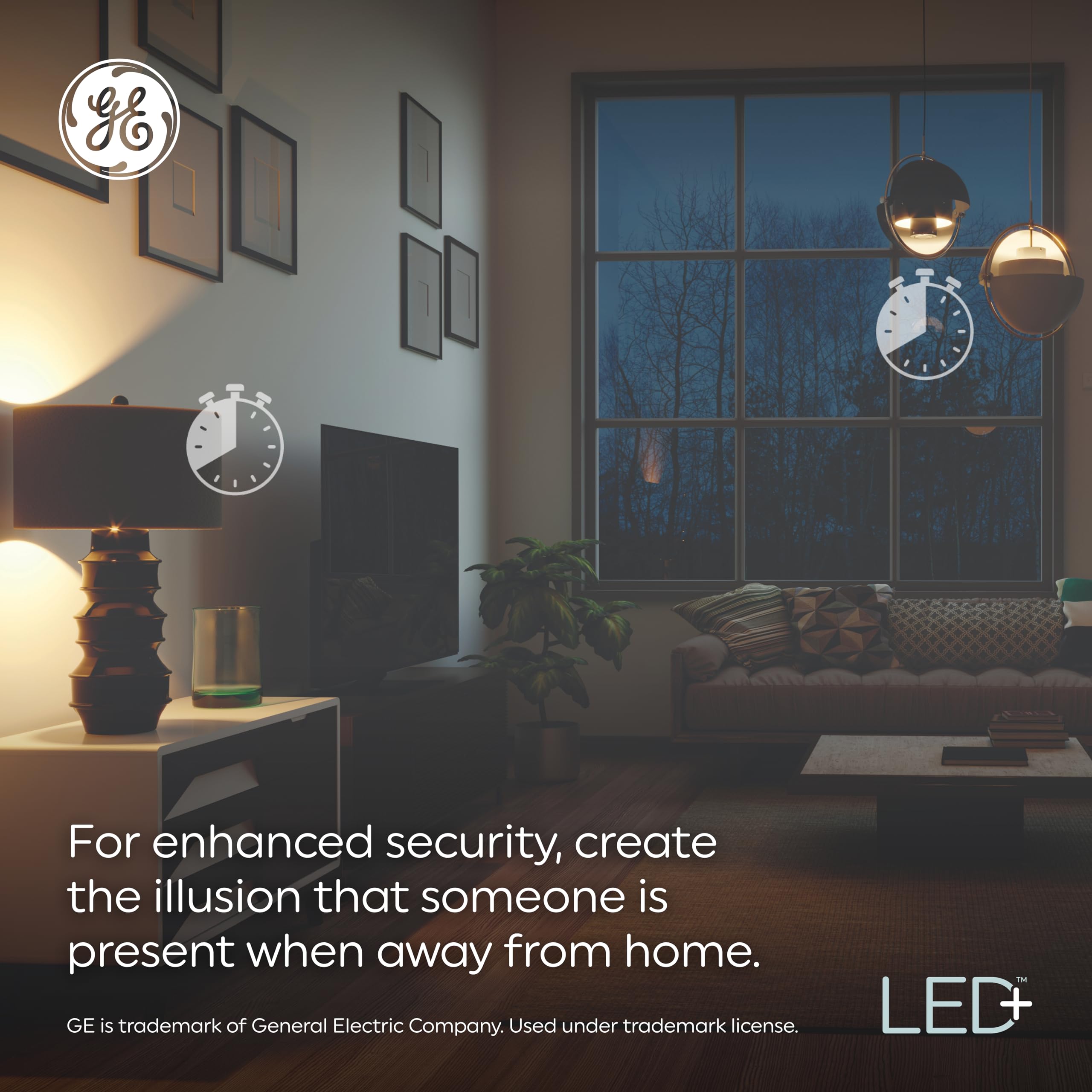 Ge Led+ Timer Br30 Led Light Bulbs, Built-In Automatic Indoor Timer Light, 8W, Soft White (3 Pack)