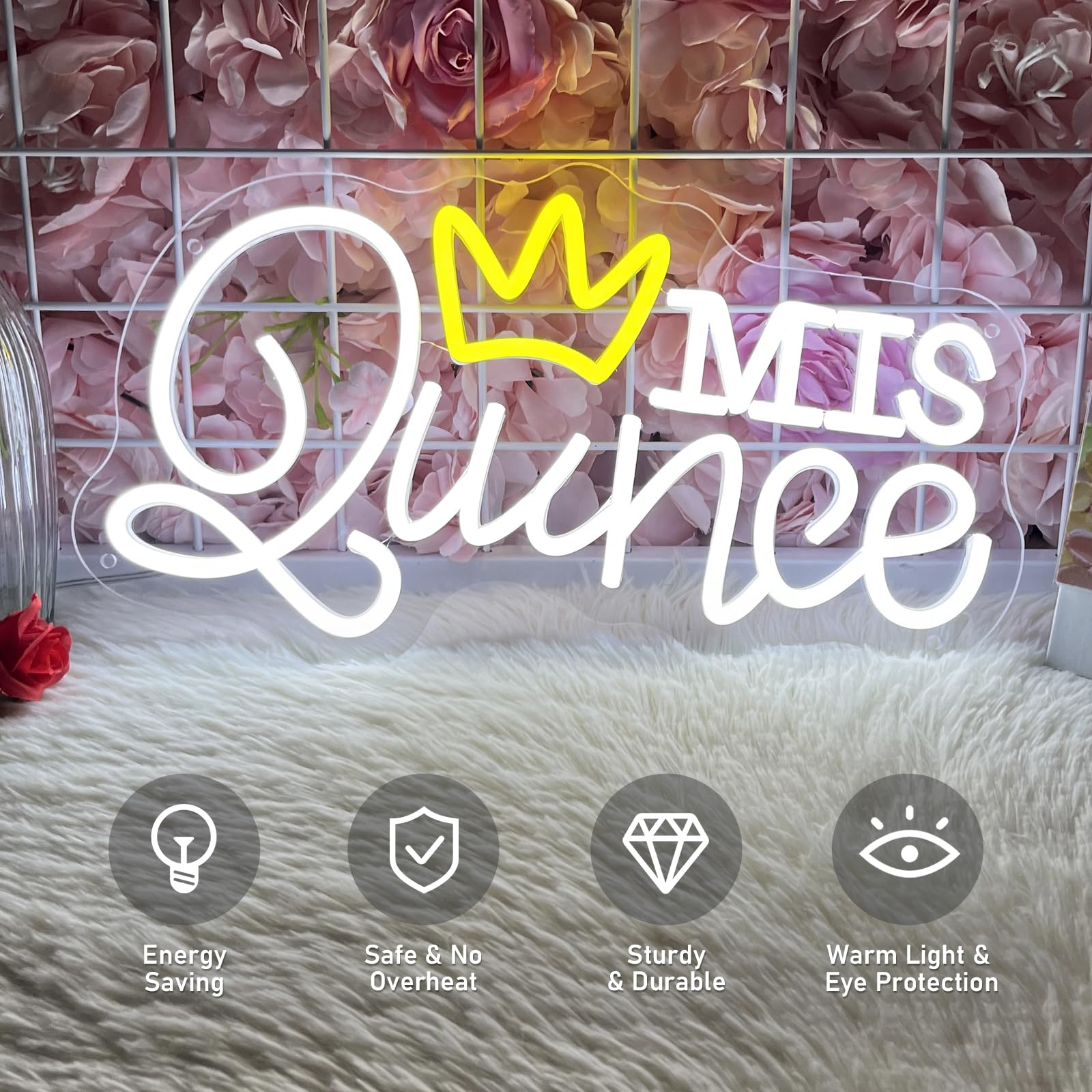Mis Quince Neon Sign Cold White For Wall Decor Dimmable Led Sign Neon ...