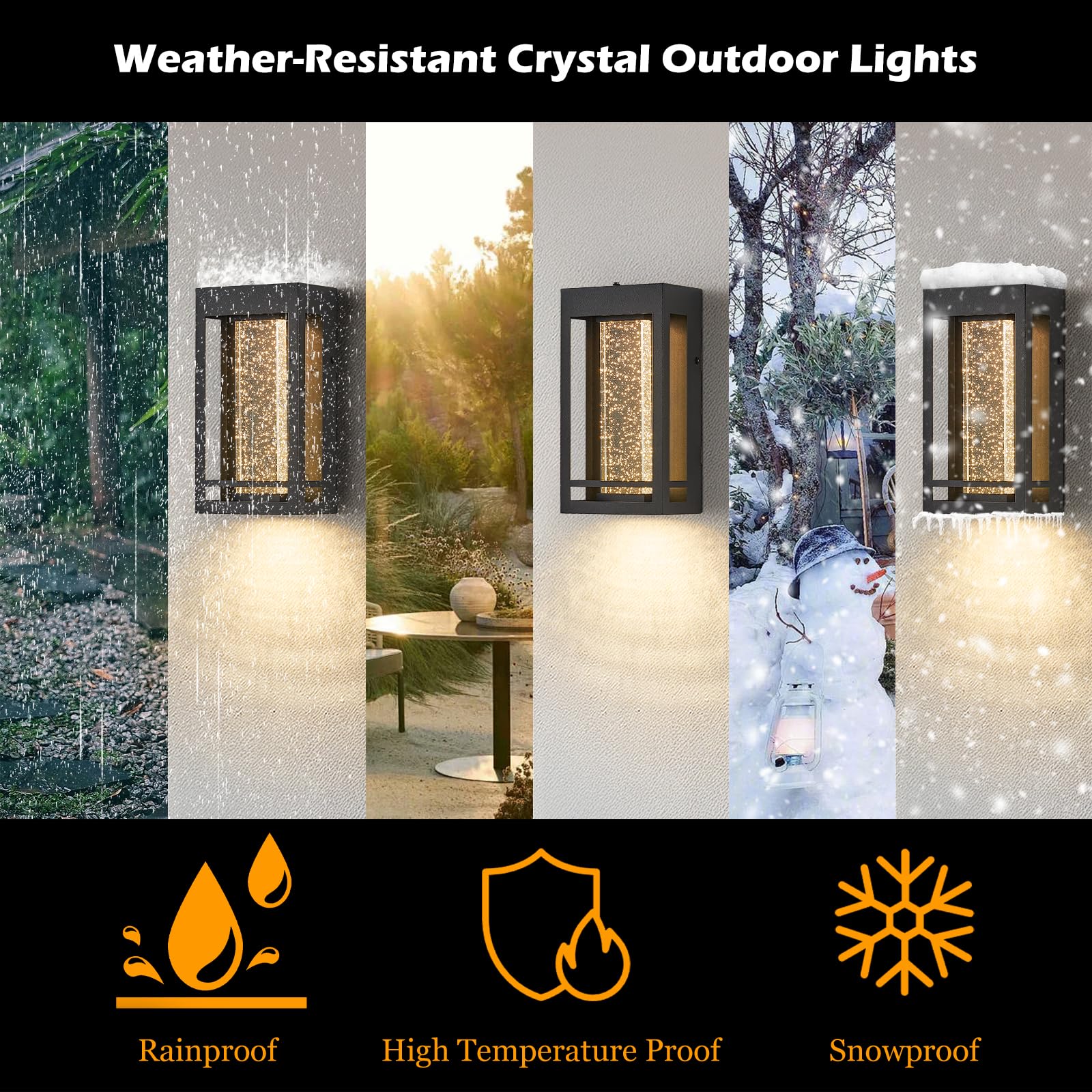 Myhaptim Dusk To Dawn Sensor Porch Lights, Crystal Bubble Exterior Lighting Fixtures, Modern Outdoor Wall Light, Outdoor Lightin