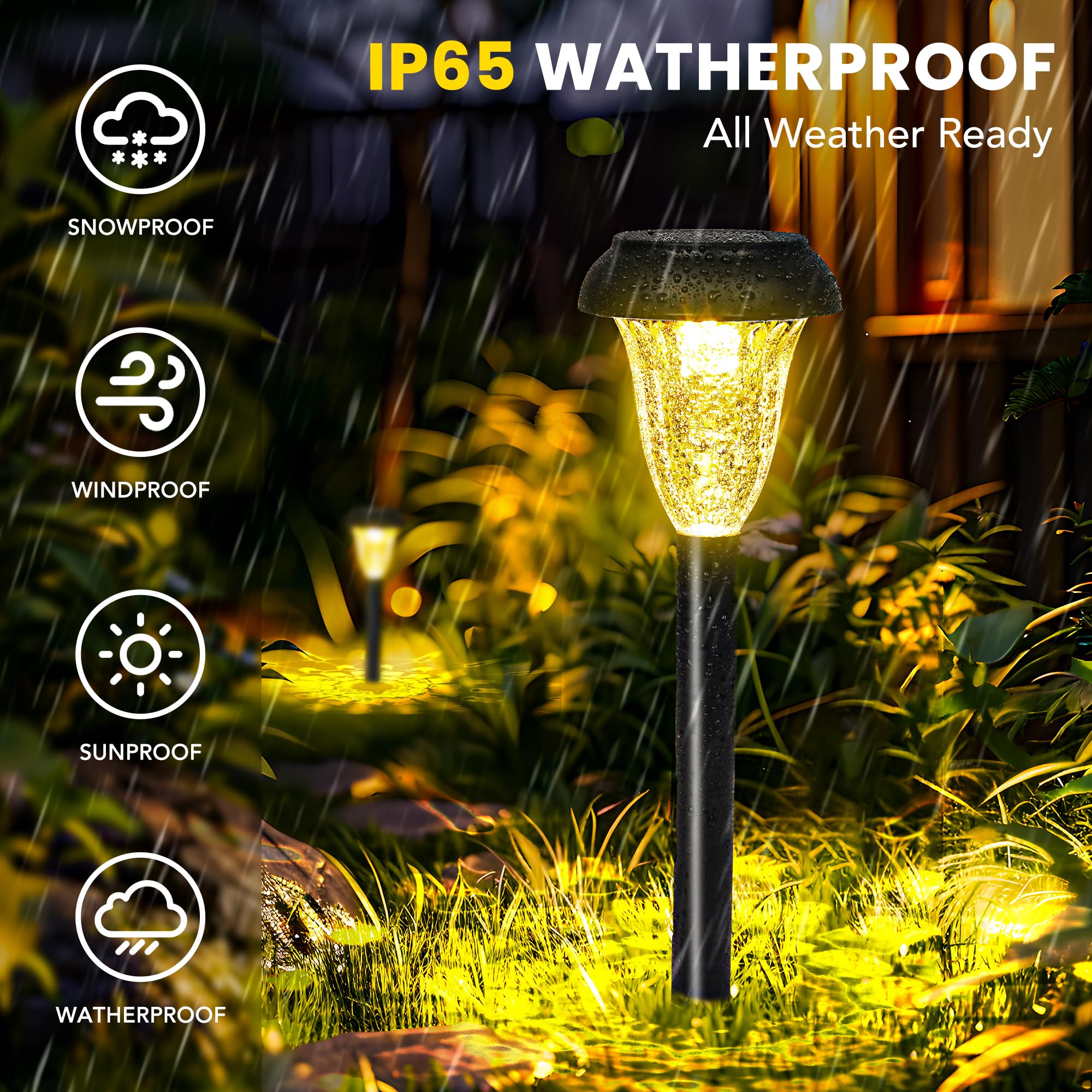 Gigalumi 12 Pack Solar Light Outdoor Waterproof, Warm White Pathway Lights Solar Powered, Landscape Lighting, Garden Lights For