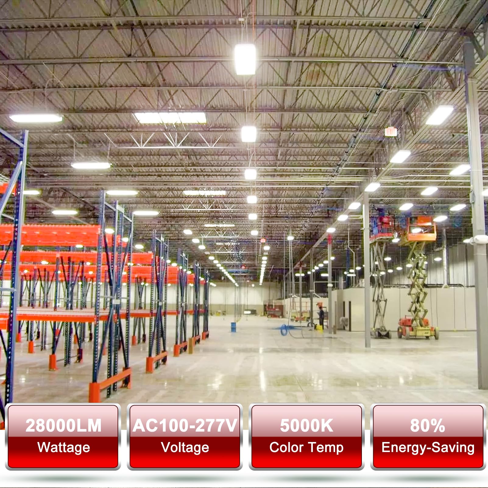 Lightdot LED High Bay Shop Lights, 195W 28000LM, 2FT 2Pack, Alloy Steel, ETL Listed, 5000K, Model HB-M07-FL