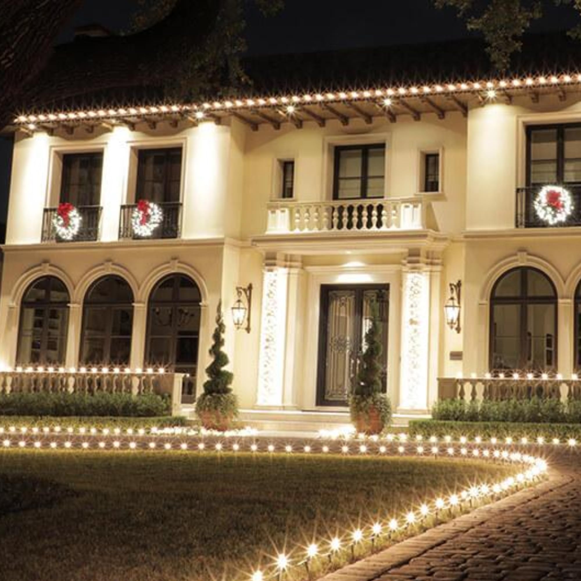 Tw Shine C9 Christmas Lights, 100 Led 66 Ft Christmas String Lights Outdoor With 8 Modes Timer Waterproof Connectable For Indoor Yard Xmas Tree House Decorations (Warm White)