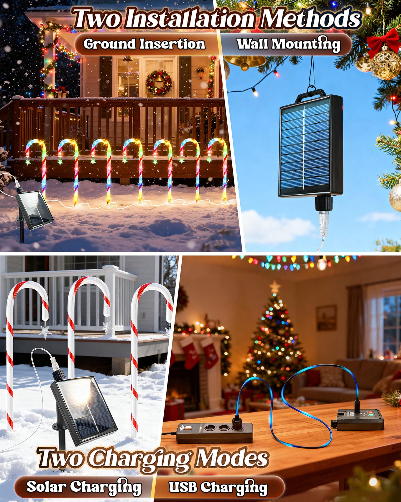 Anordsem Solar Christmas Decorations Outdoor: 21 Candy Cane Stake Lights 12 Pack - Waterproof Led 8 Colorful Lighting Models For Yard Garden Pathway Xmas Decor - 2026 New Year Gifts For Homeowners