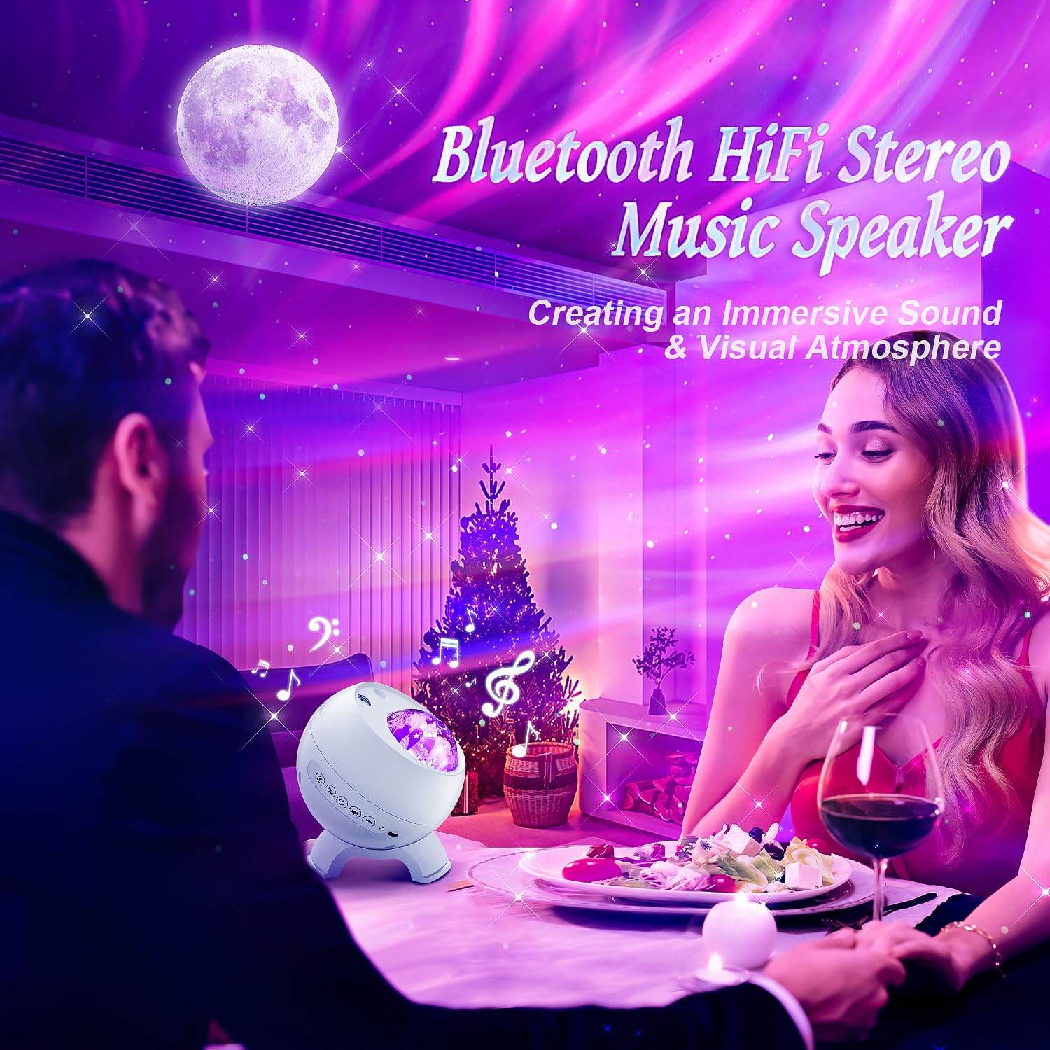 COOLNIGHT Galaxy Projector - Northern Lights & Star Projector, 180° Lighting, White Noise, Bluetooth, Model WH-E12A, Remote Control