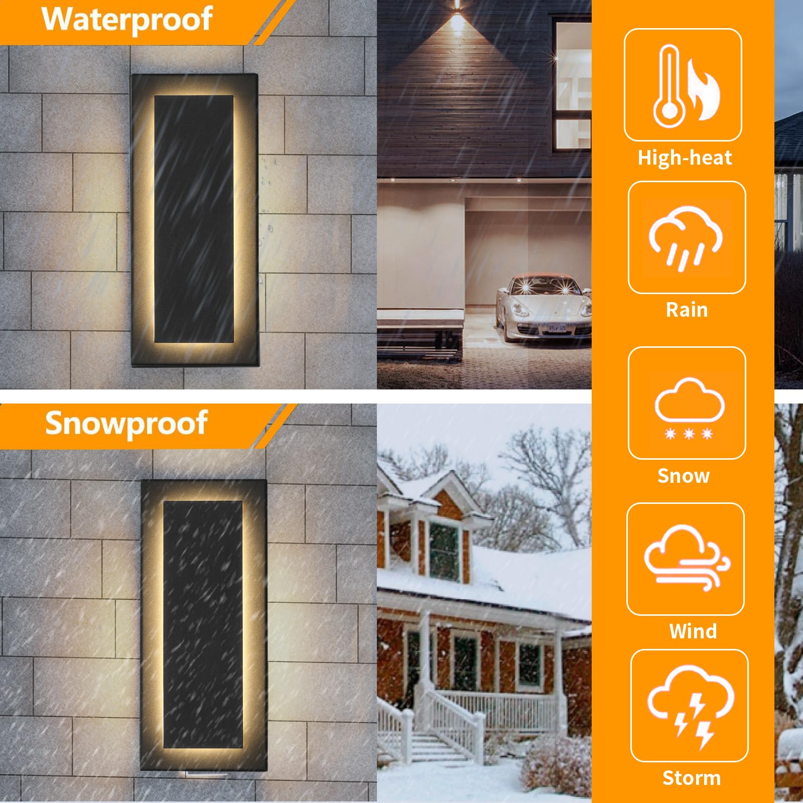 ZSMAIKU Outdoor Wall Lights, Black Iron Sconces, 11.8" Waterproof, 3000K Warm White, Modern Design, 360° Beam Angle, 1 Pack