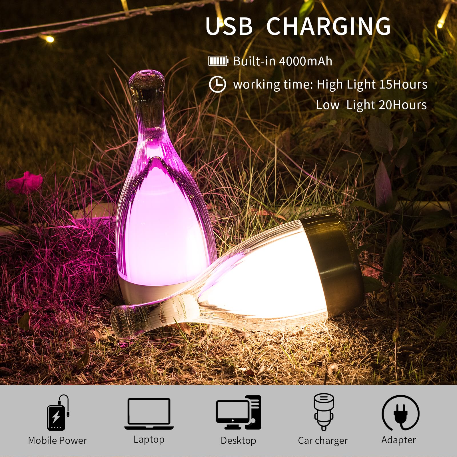 Table Lamp For Bedroom With Touch Control,Led Nightstand Lamp Fourth Gear-3000K 4000K 6000K And Seven Color Light,Cordless Batte