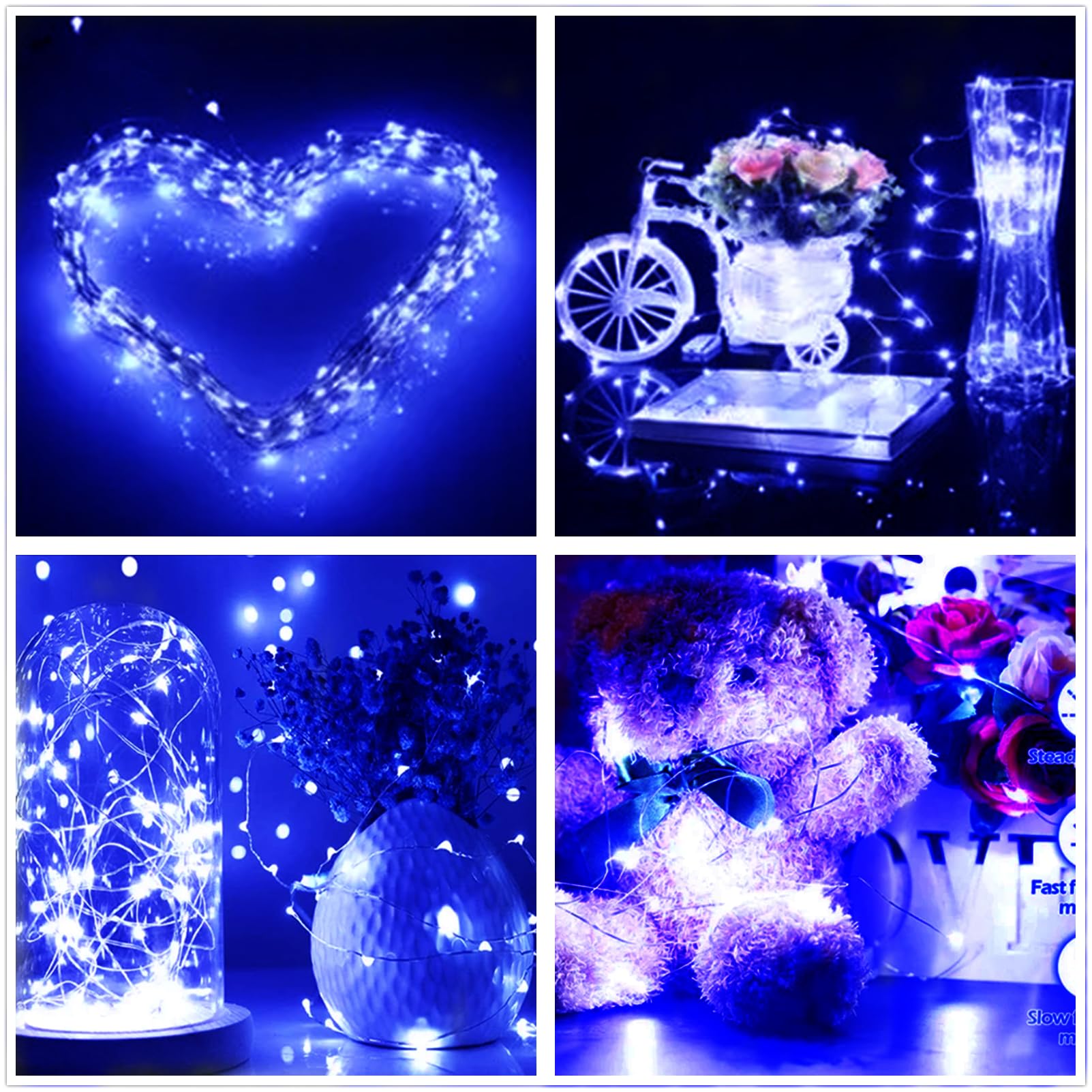 Ranlraka Blue Fairy Lights Battery Operated String Lights 7Ft 20 Led Silver Copper Wire Fairy Ambiance Lighting For Home Bedroom Patio Camping Halloween Diwali Christmas Decoration