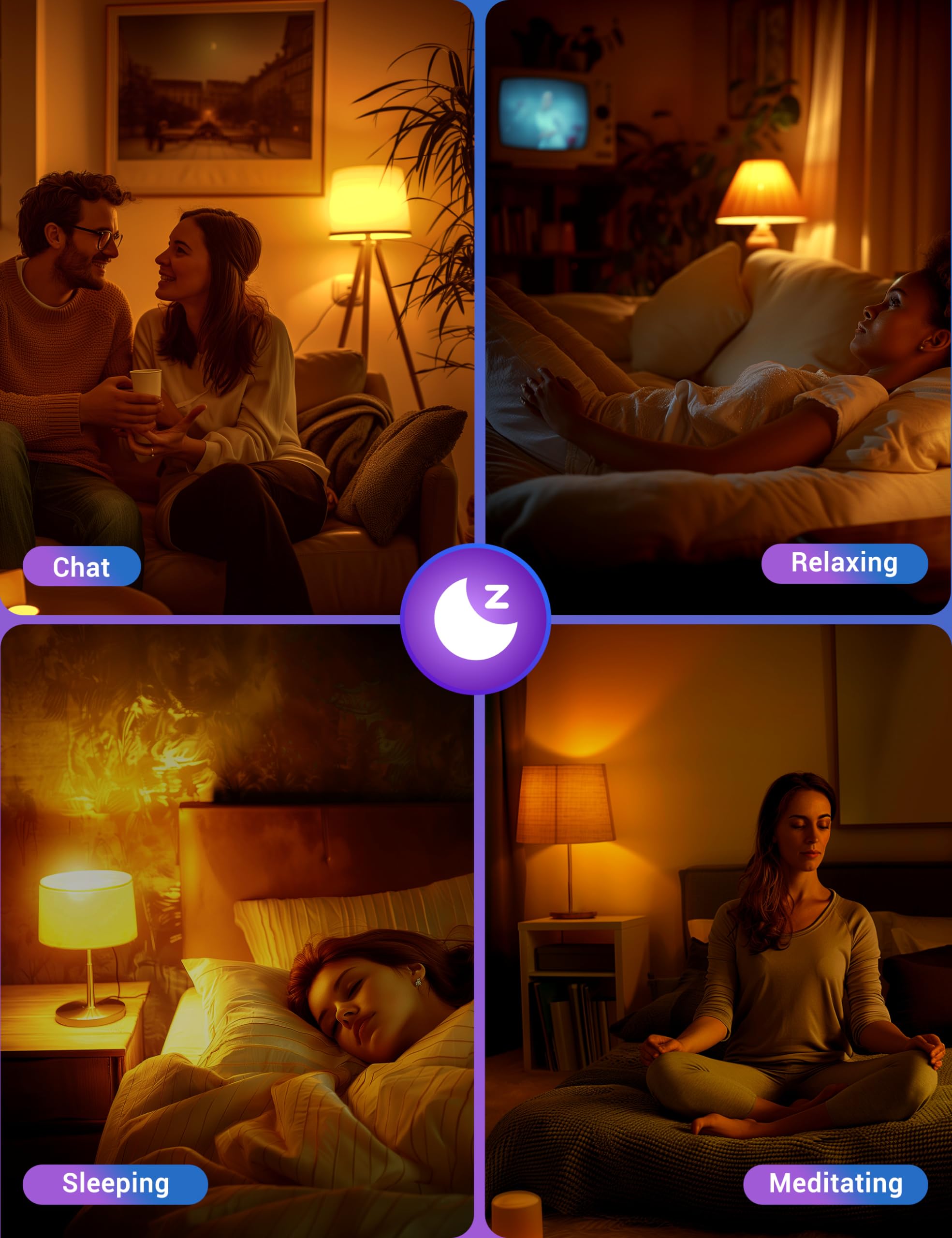 Jandcase Amber Light Bulbs For Healthy Sleep, 3W Warm Light Bulbs Blue Light Blocking, Low Watt Light Bulbs 40W Equivalent, E26