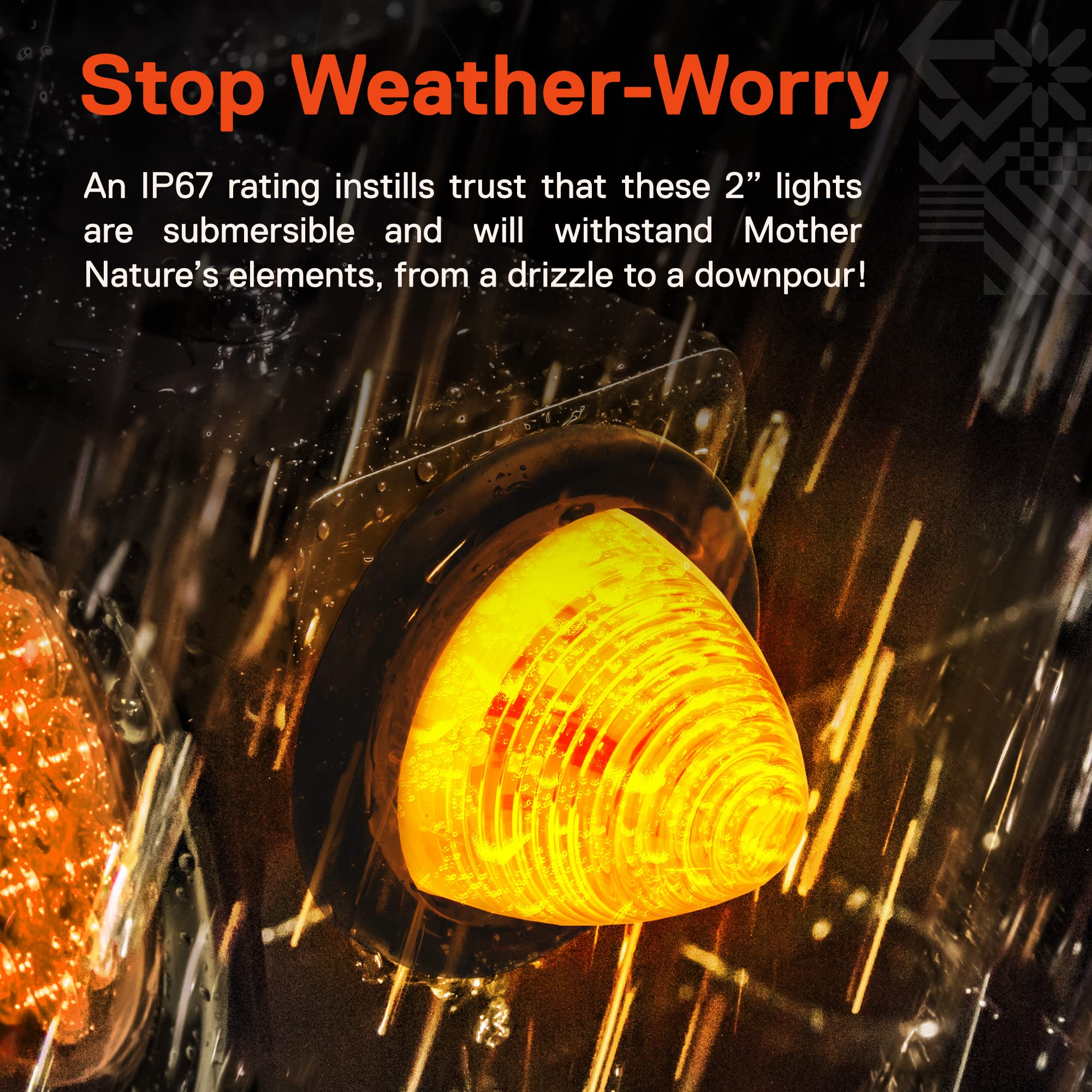 True Mods 4Pc 2&quot; Round Amber/Red Beehive Led Boat Trailer Marker Light [Dot Fmvss 108] [Sae P2] [Grommet & Plug] [Ip67 Submersible] Bee Hive Cone Clearance Side Marker For Rv Semi Truck Auto