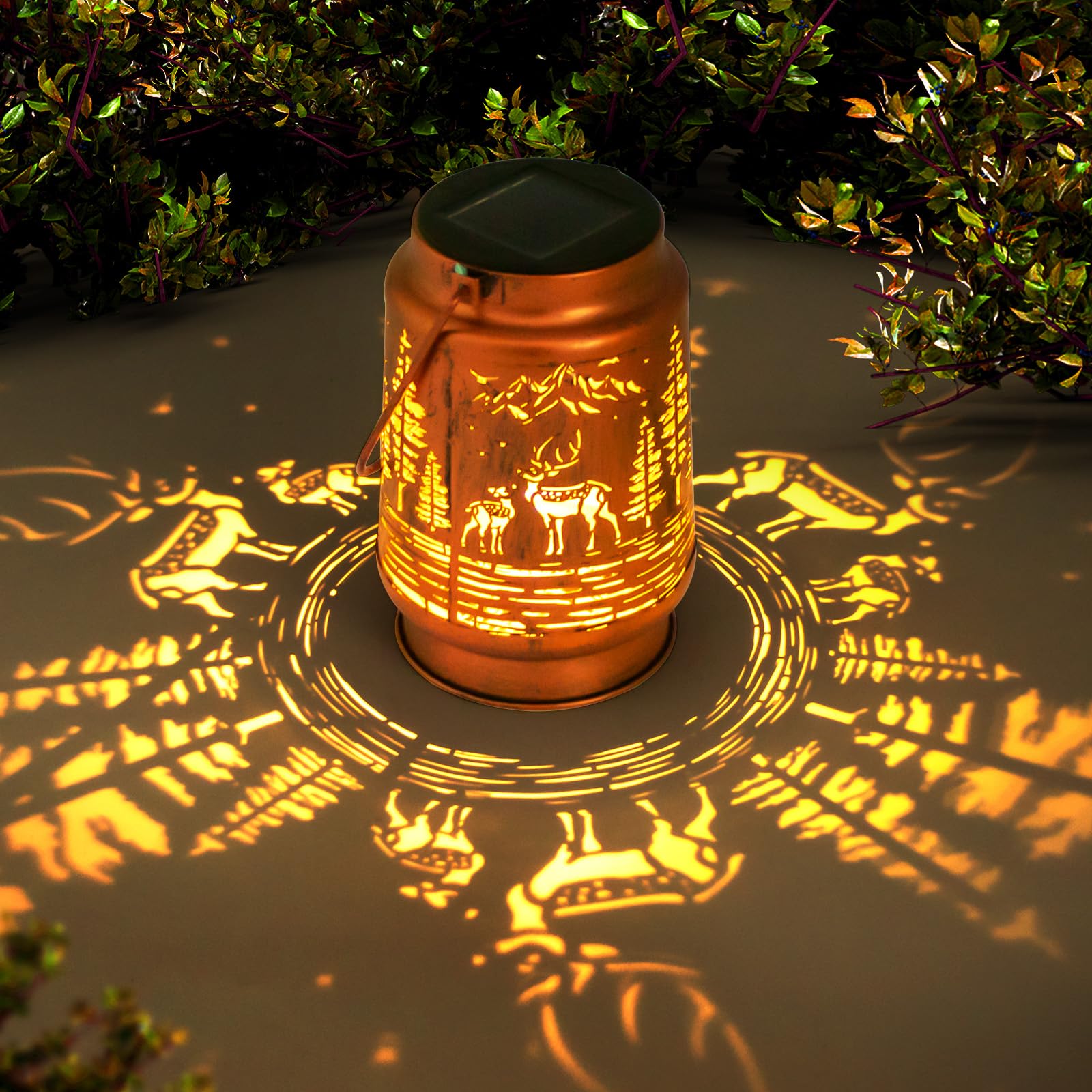 Solar Lanterns Outdoor Garden Decor  Gifts For Women  Mom  Grandma  Birthday  Thanksgiving  Decorative Waterproof Hanging Metal Led Light For Yard  Patio  Lawn  Landscape  Backyard (Deer)