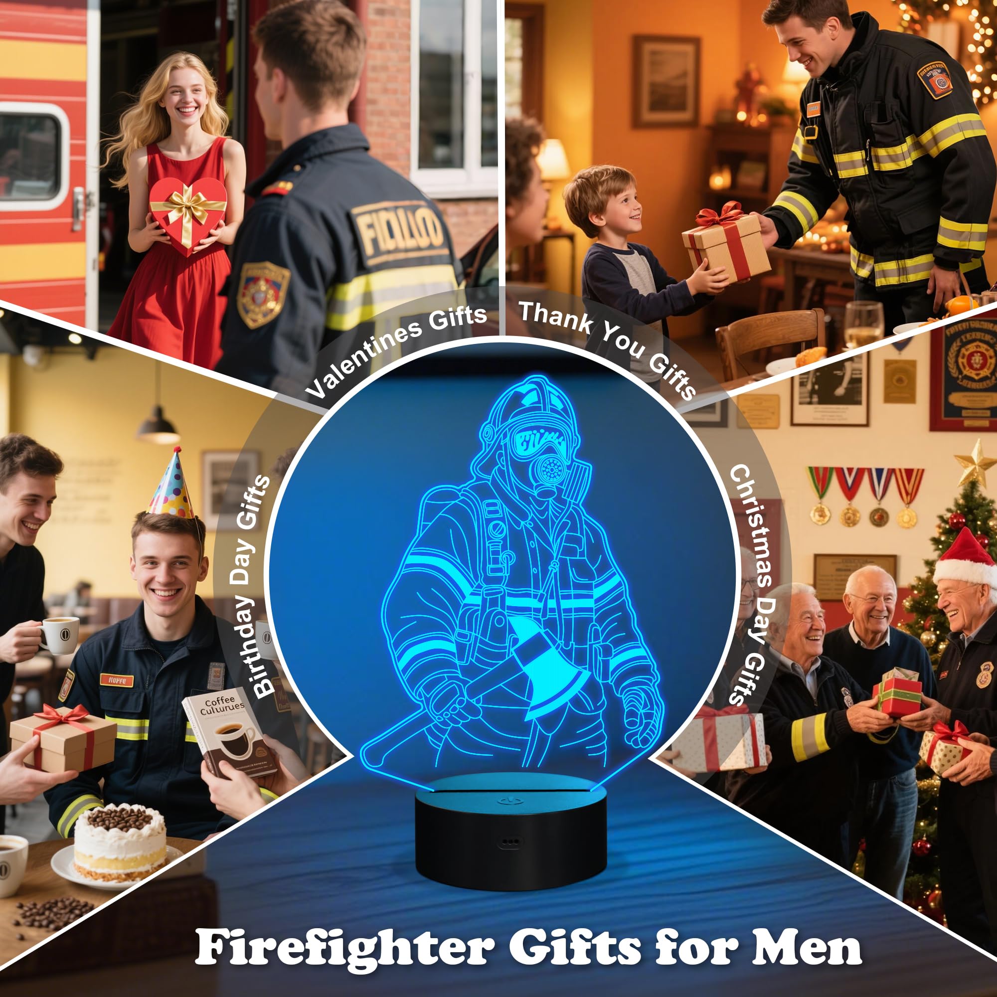 Anywin Firefighter Night Light - 16 Color Changing, Timer & Dimmer - Creative Gift for Men - Model DL-AW1032 - Fireman Color