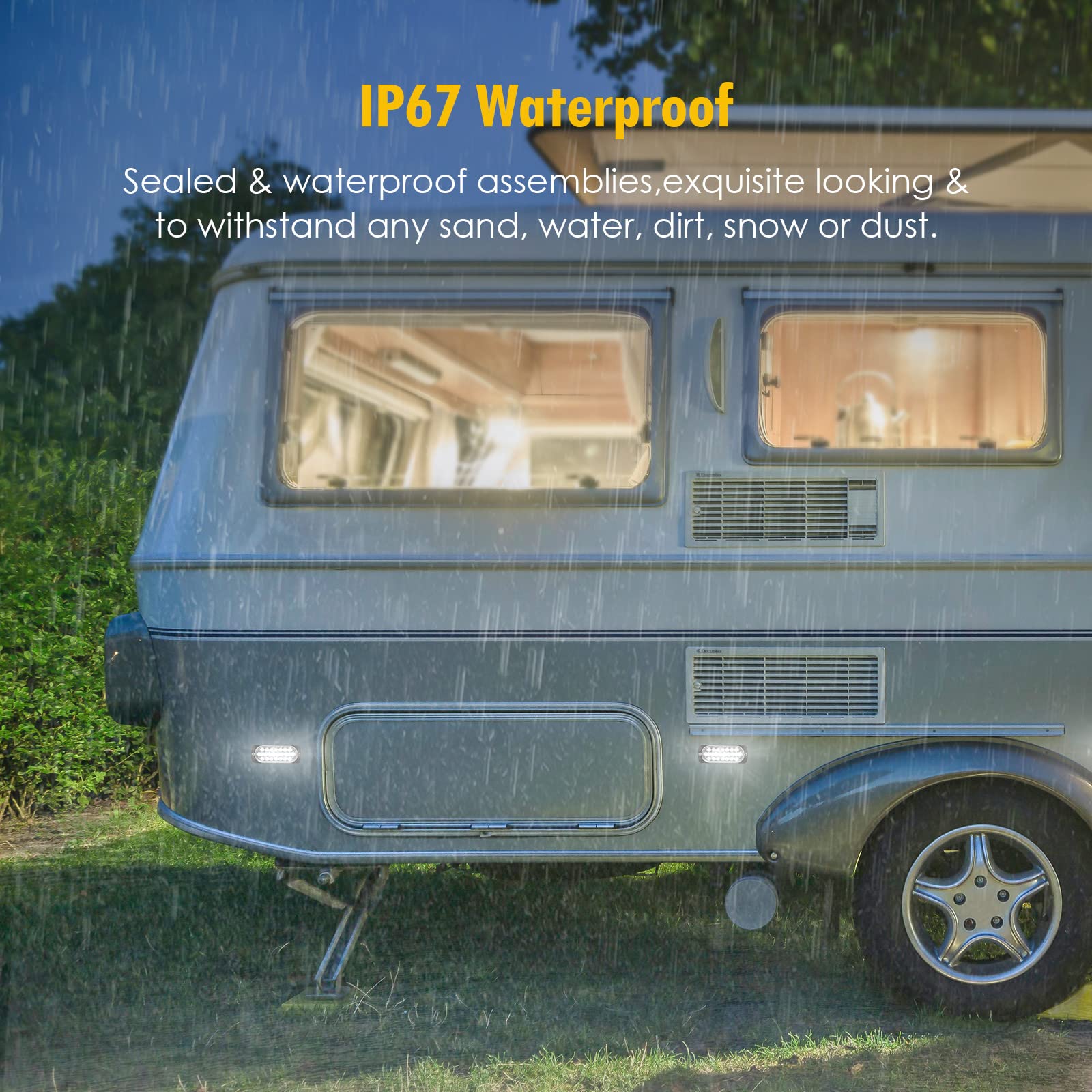 Partsam 2Pcs 4.4" White 24 LED Trailer Side Marker Lights, IP67 Waterproof Aluminum Surface Mount for RV, Truck, Motorcycle