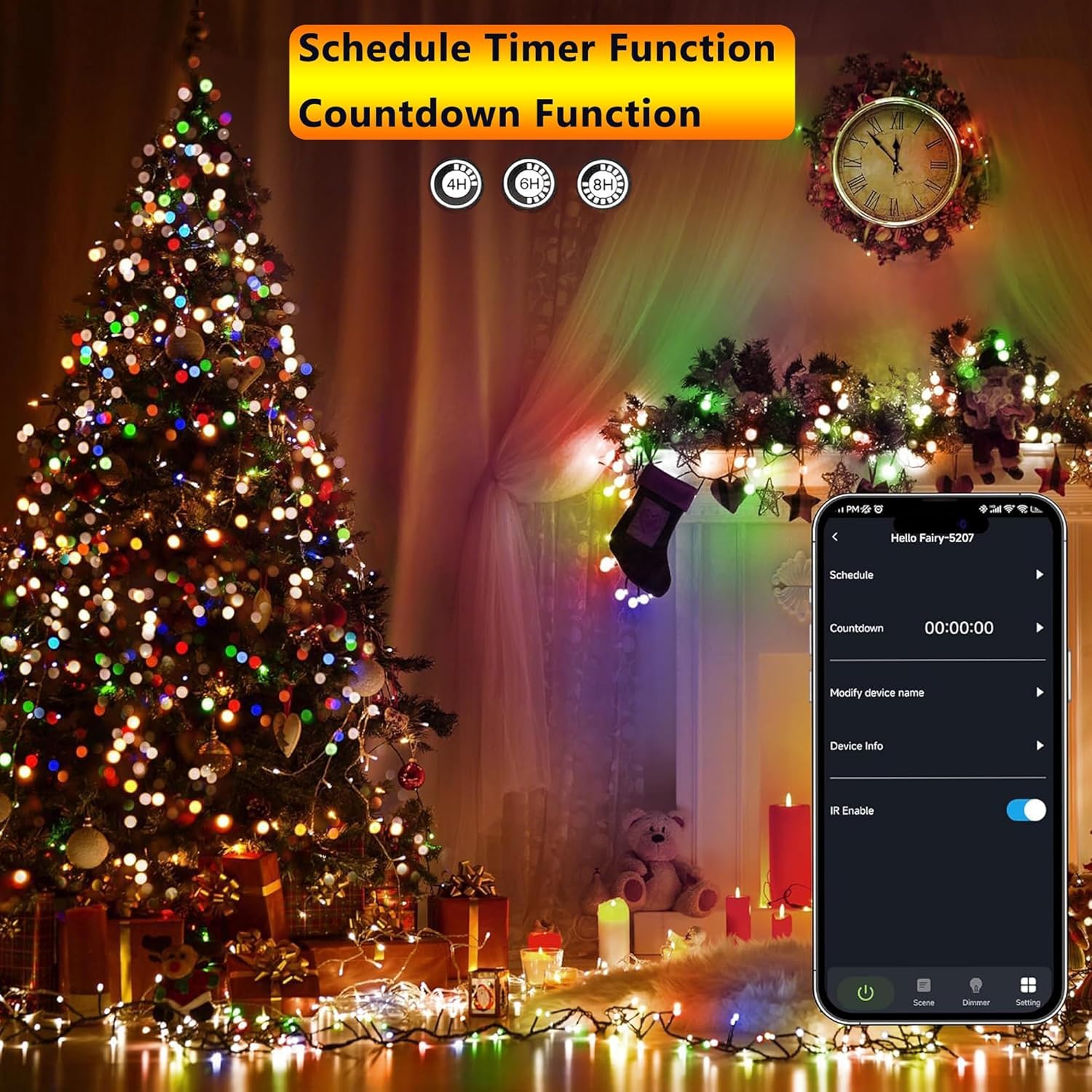 iBaycon Smart RGB Color Changing Christmas Lights, 66FT 200 LED String Lights, Remote & App Controlled for Indoor/Outdoor Decorations