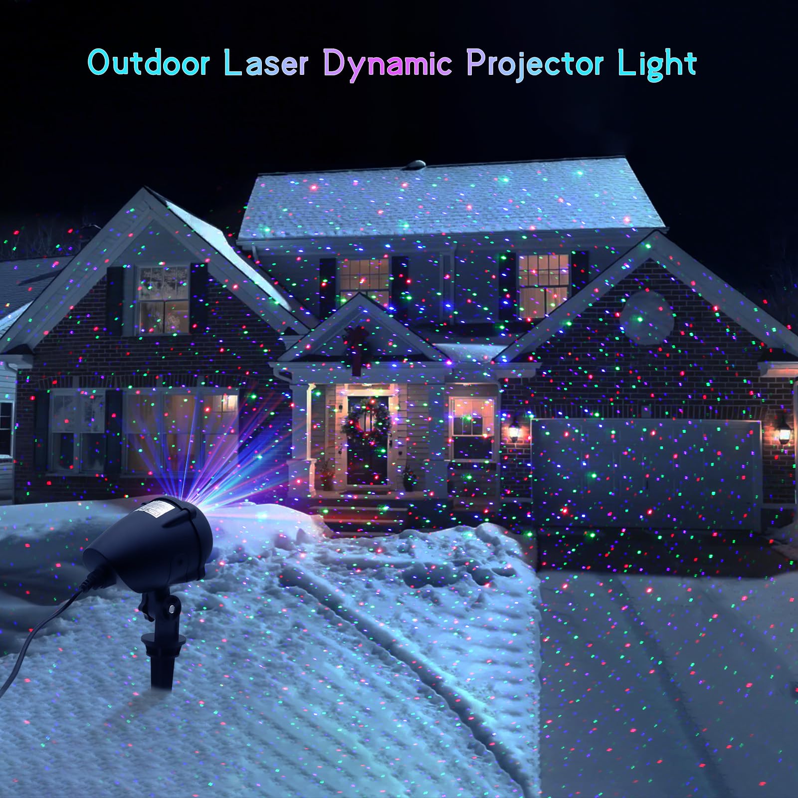 CAIYUE Outdoor Christmas Projection Lights, RGB Waterproof Garden Projector with Remote Control, Model BL-HW09