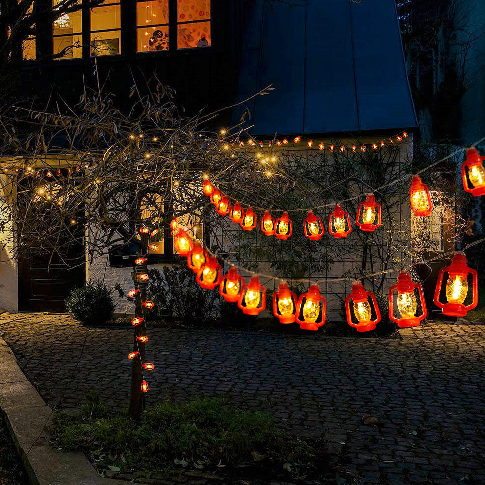 Acelist 30 Red Lantern String Lights For Bedroom Patio Garden Holiday Home Indoor Decorations, Mini Kerosene Lights String (Warm White Light)