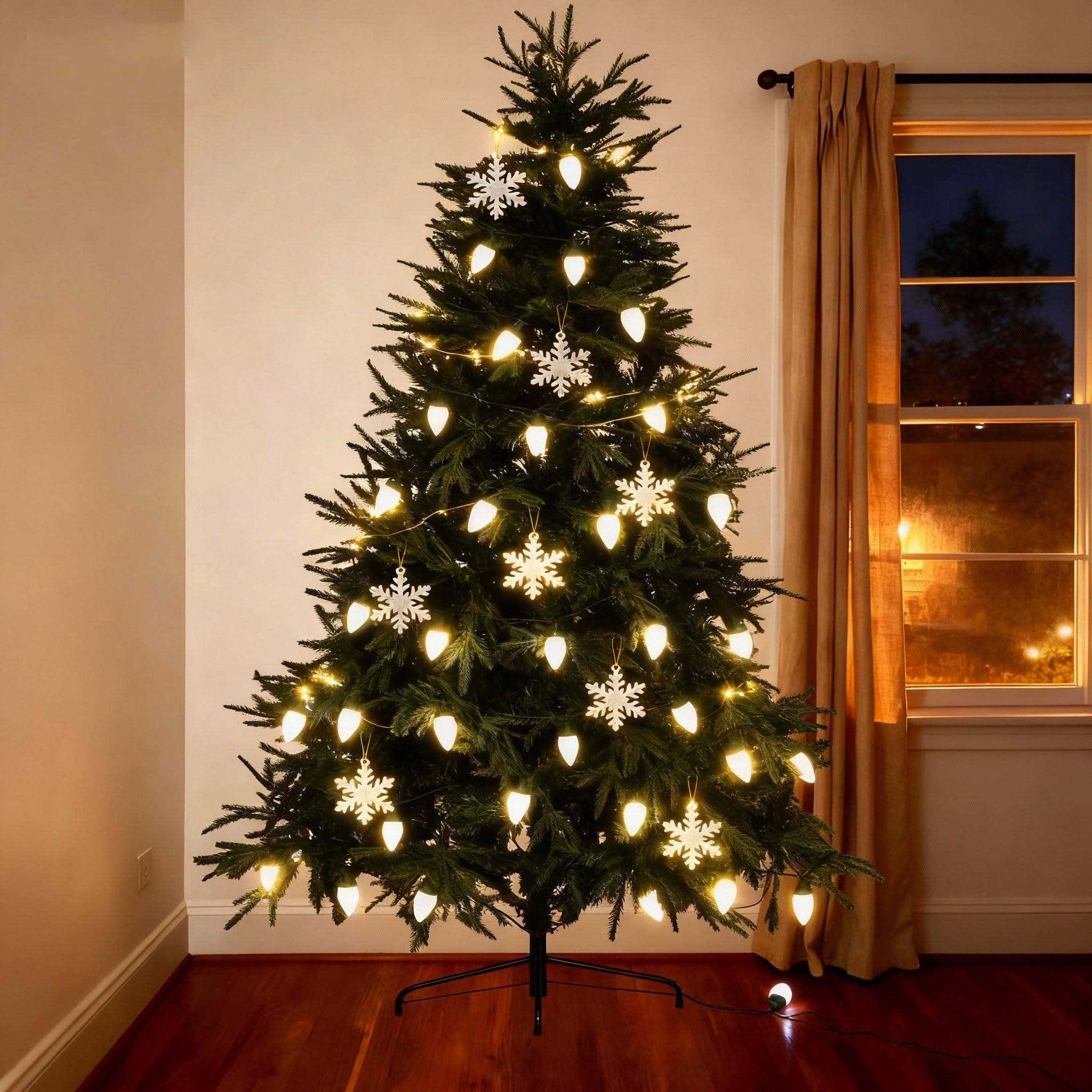 Ucutely C9 Led Christmas Lights Outdoor 33 Feet 50 Led 8 Lighting Modes Waterproof Connectable Christmas String Lights For Outside Roofline Patio Home Xmas Decorations (Warm White)