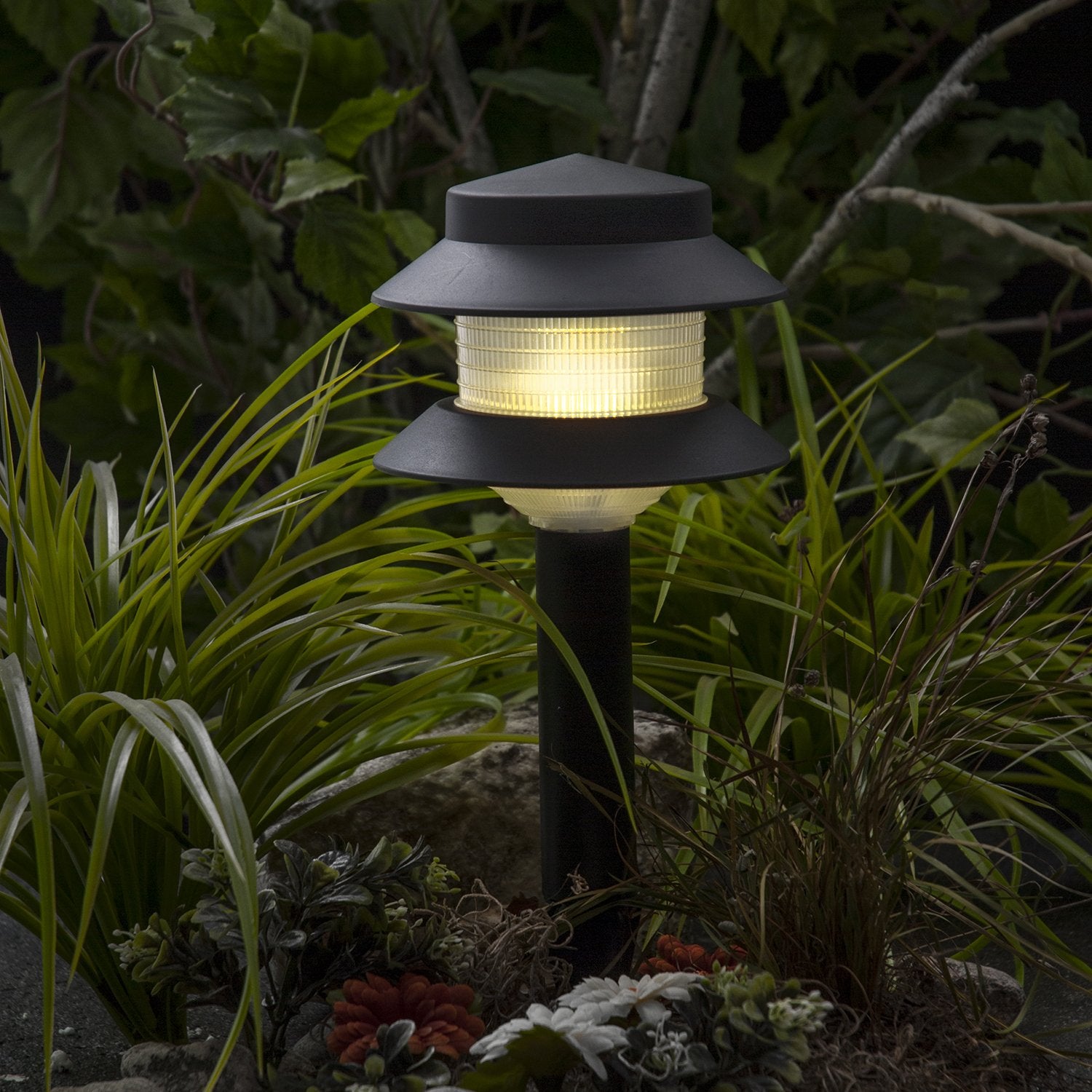 GreenLighting 2-Tier Low Voltage Path Light - 35 Lumen, 12 Pack, Modern Black, Plastic, Model TN-1225176