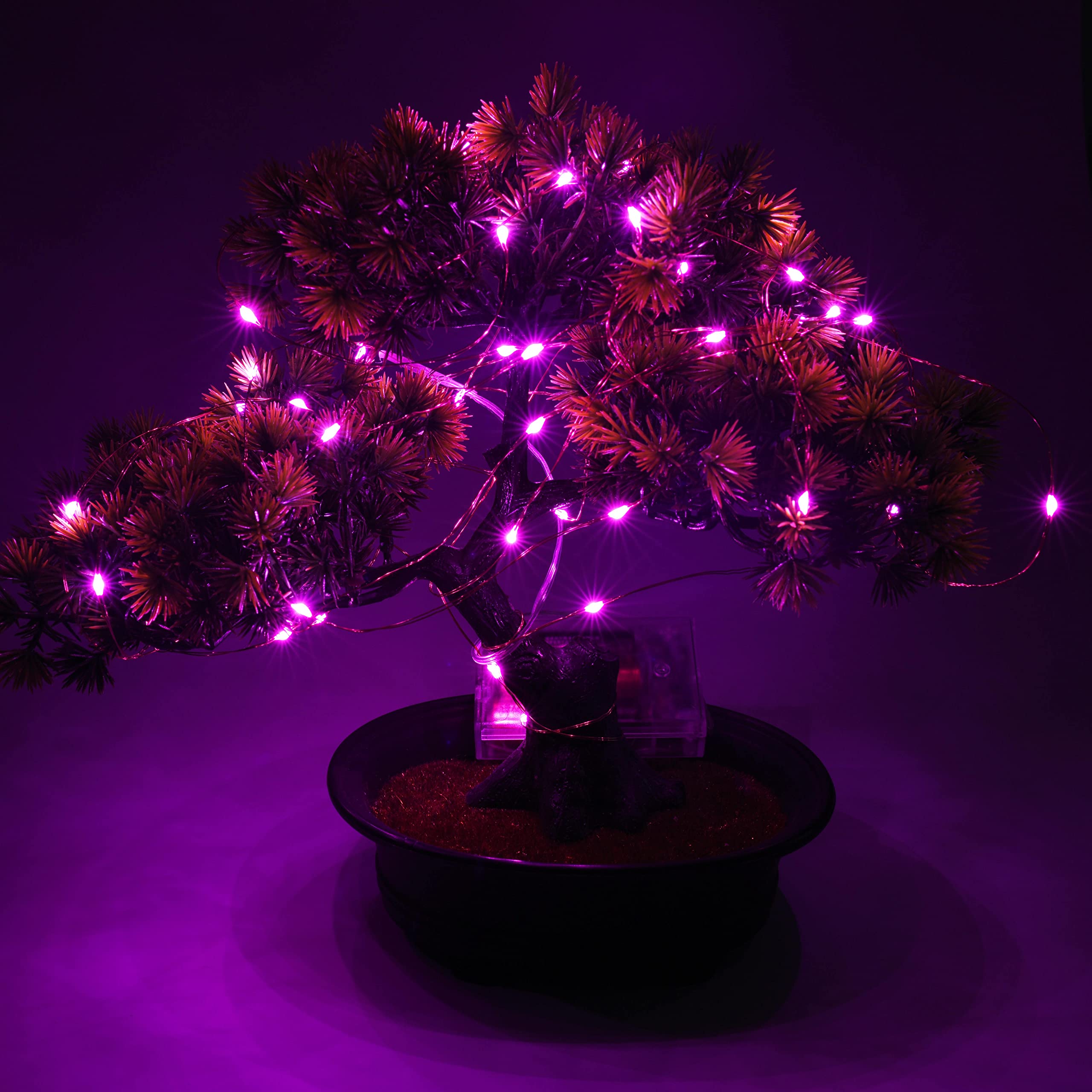 Uhugu Battery Powered Christmas Lights, 16Ft Battery Powered Christmas Lights With 8 Flashing Modes And 8 Hours On 16 Hours Off Timer(Pink,1 Pack)