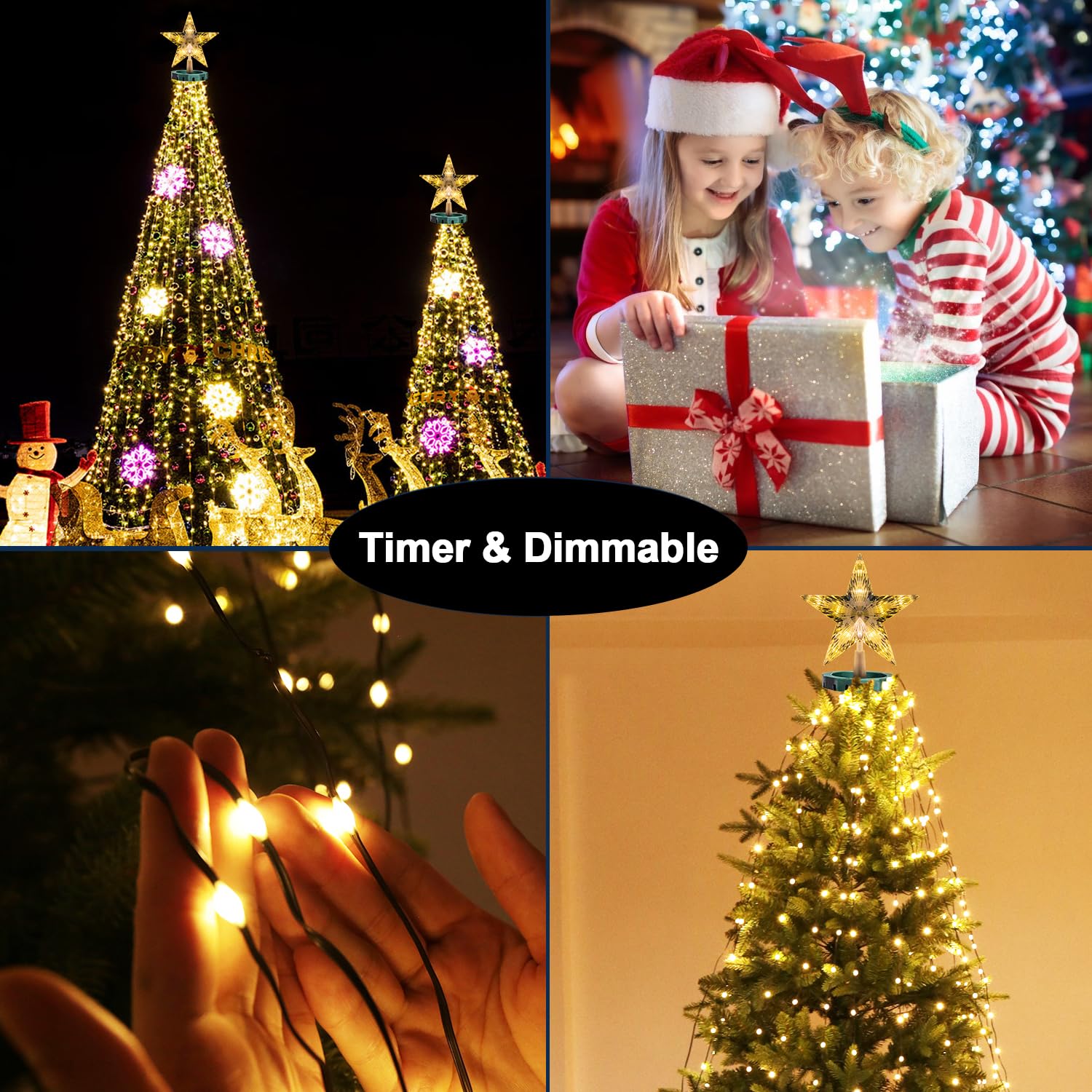 AMIPEPE Christmas Tree Lights, 400 LED Warm White Fairy Lights, 6.6FT x 16 Drop, Remote & Timer, Model SW-LSL-02-410
