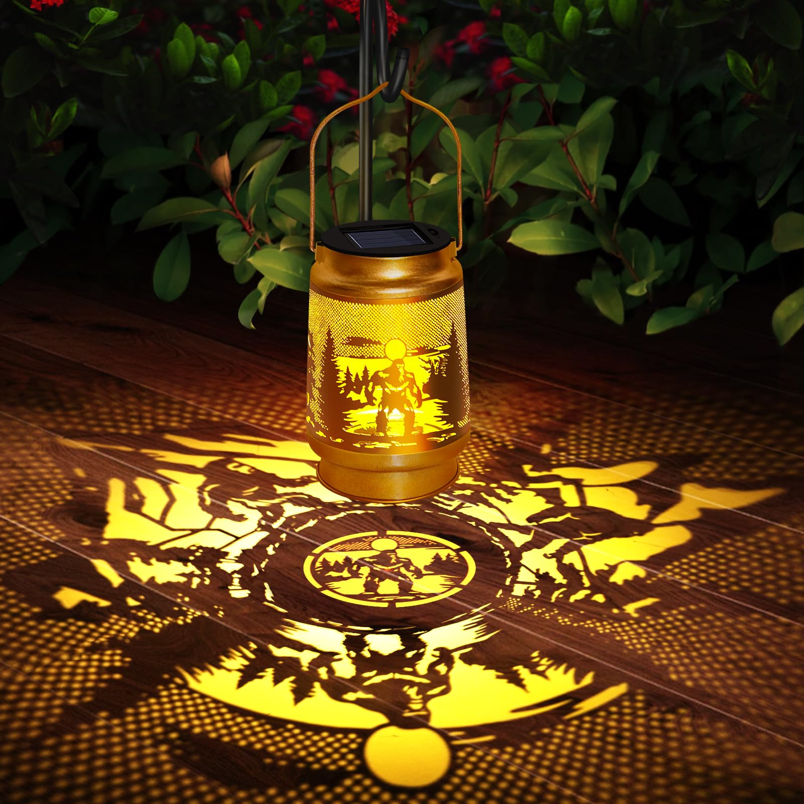 Yeuago Solar Lantern Outdoor Waterproof Gorilla Garden Decor Christmas Gifts For Women Mom Grandma Hanging Solar Lights Metal De