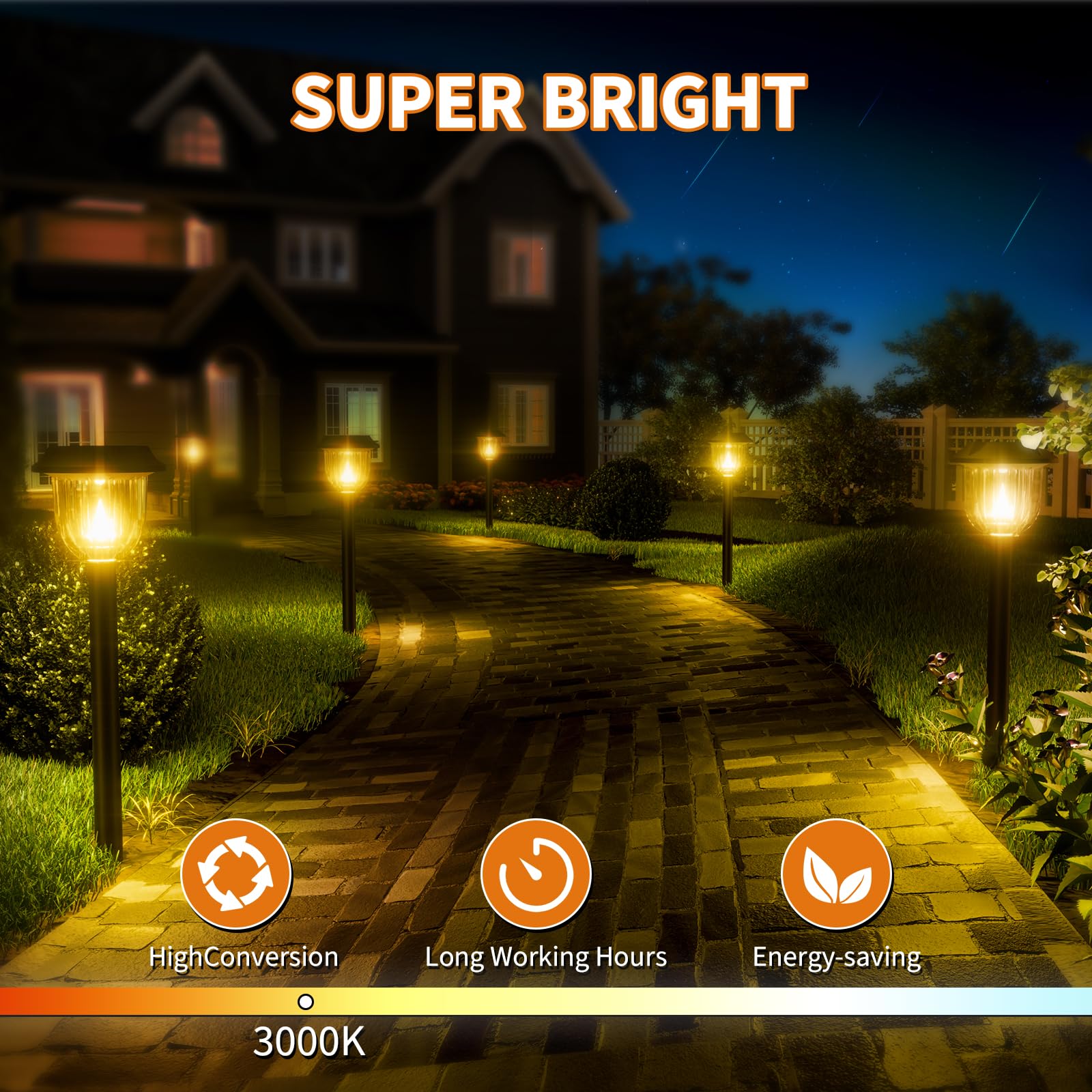 Super Bright 10 Pack Solar Lights Outdoor Ip65 Waterproof,High-Power Led Solar Lights For Outside,Solar Walkway Lights,Garden De