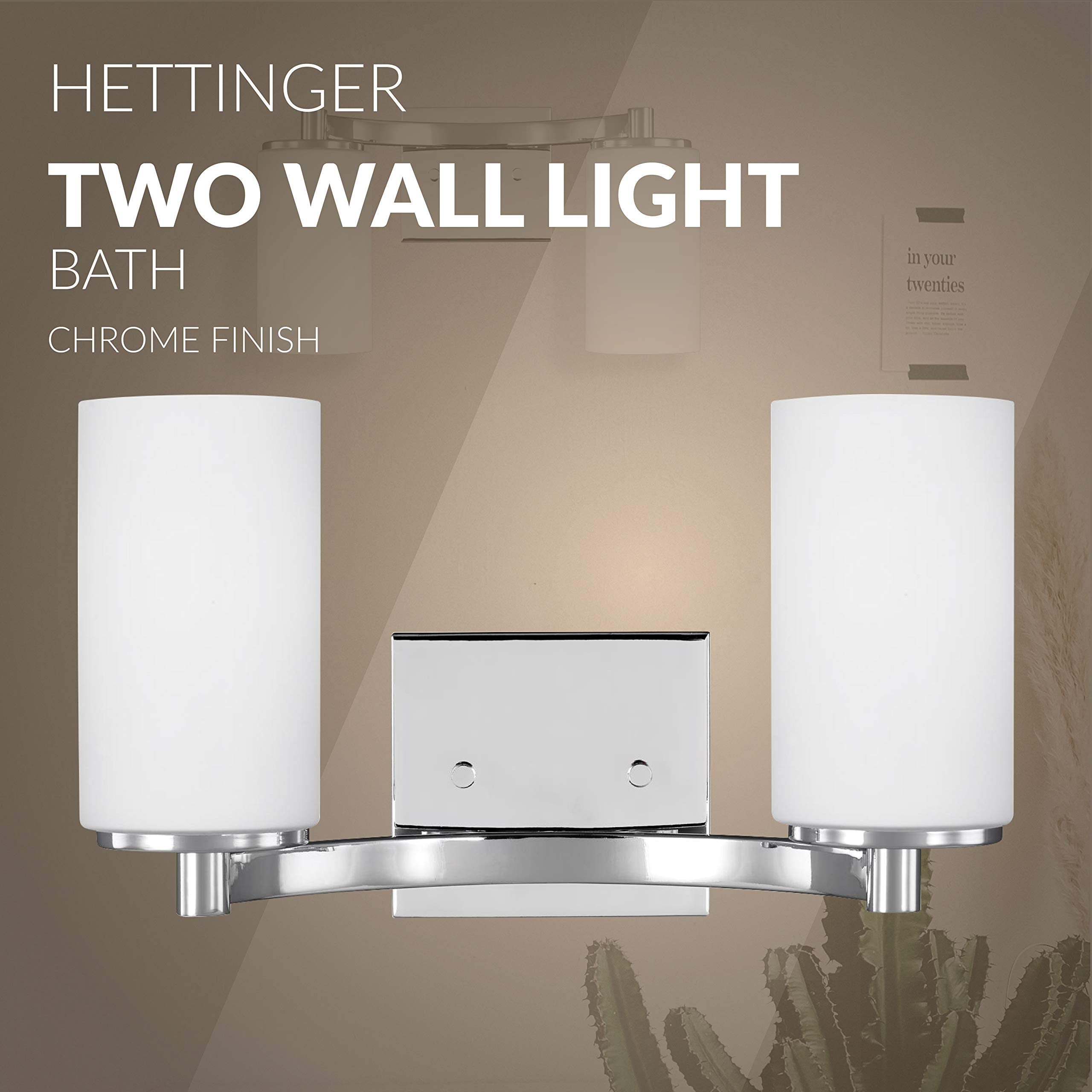 Sea Gull Lighting Two-Light Wall Vanity Light, Chrome, Model 4439102-05, Metal Construction