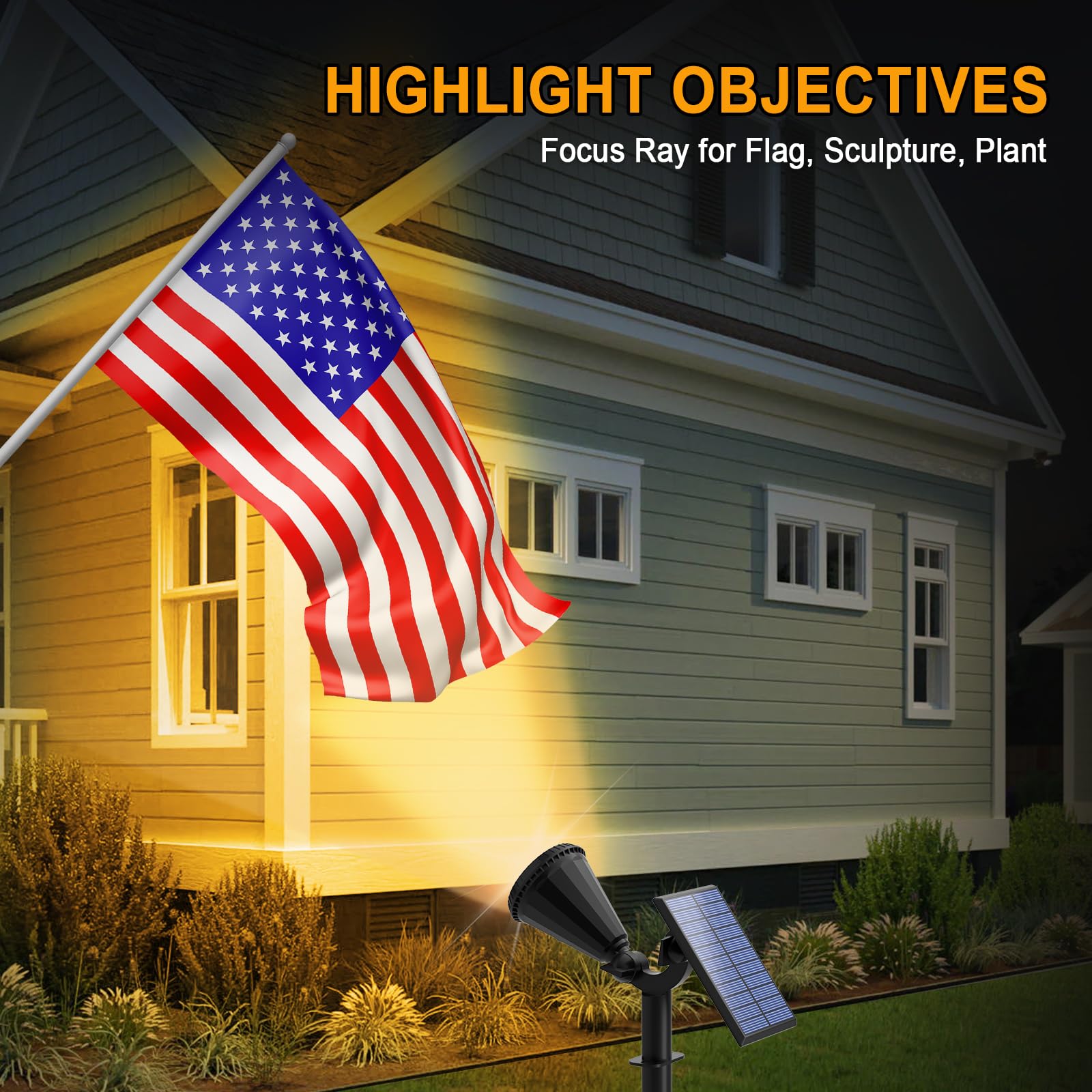 Welalo Solar Spot Lights Outdoor Waterproof For Flag, [8 Pack/4 Modes] Landscape Spotlights 180 Adjustable Solar Powered Lights