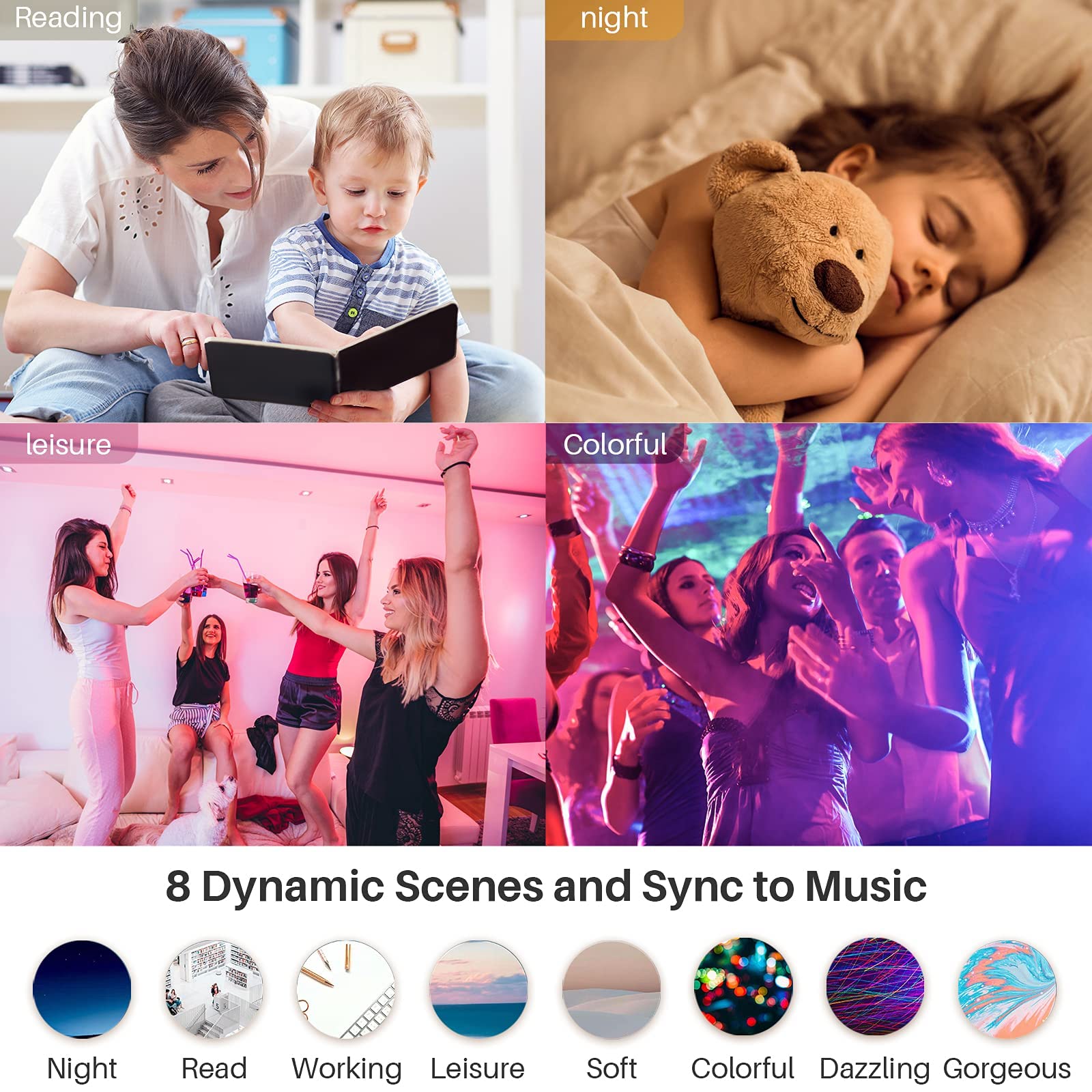 Peteme Smart LED Recessed Lighting 6 Inch, 12 Pack, WiFi, 14W, 1200LM Color Changing, RGB & White, Compatible with Alexa
