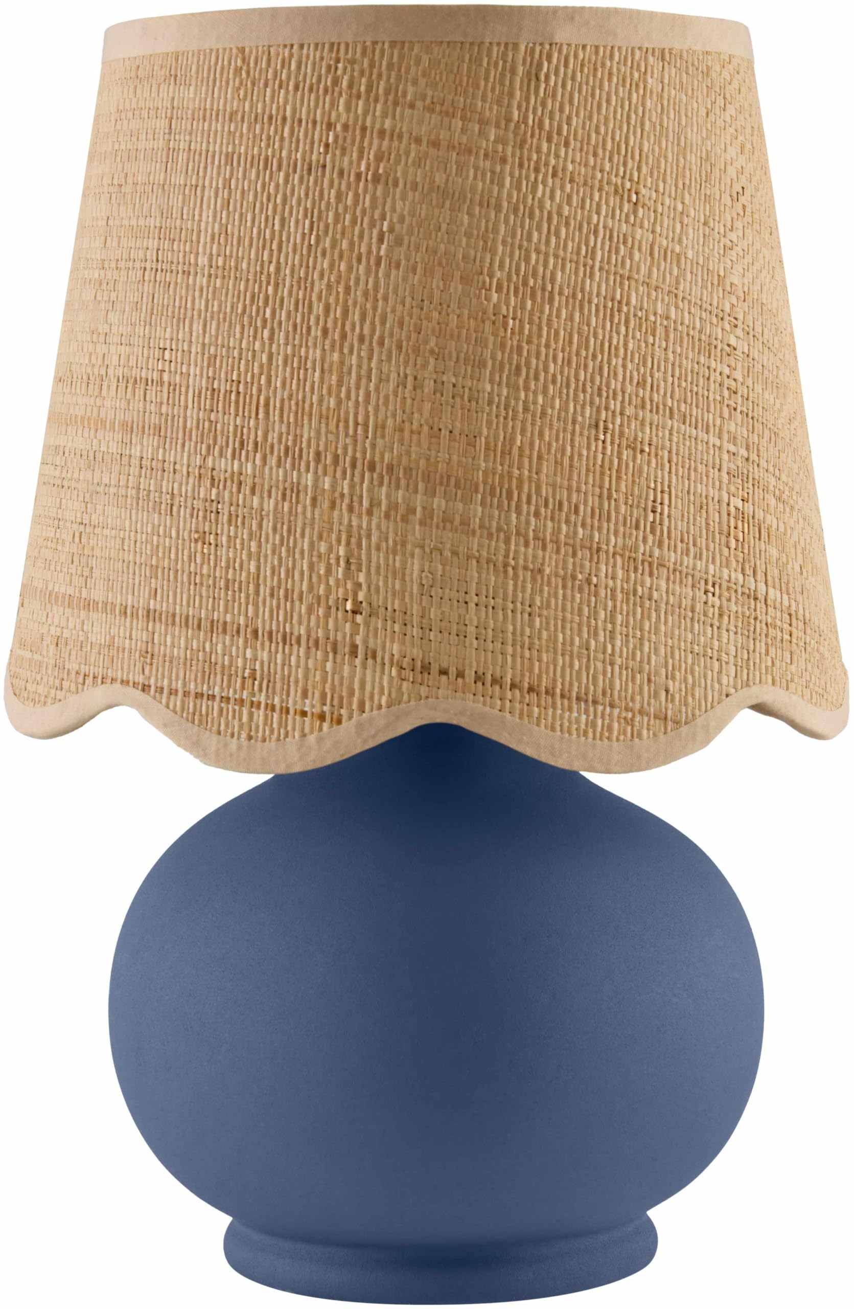 Boutiquerugs Theisseil Boho Ceramic Bedside Table Lamp For Bedroom Nightstand And Living Room - Shade Rattan - Blue, Beige - 13'
